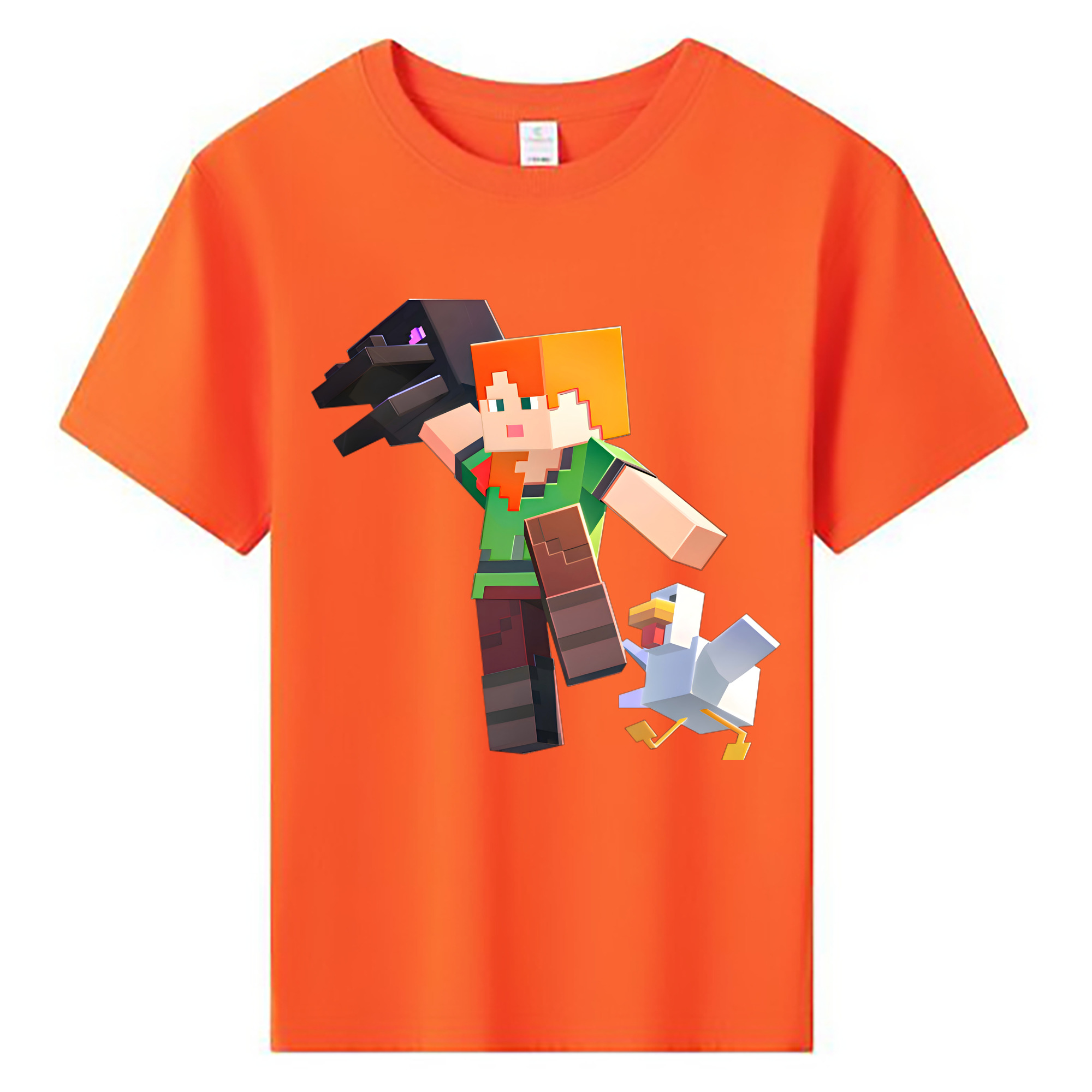 （画像用） マインクラフト ブロックの世界 Minecraft MC Block world 綿100％キッズTシャツ（フロントプリント）