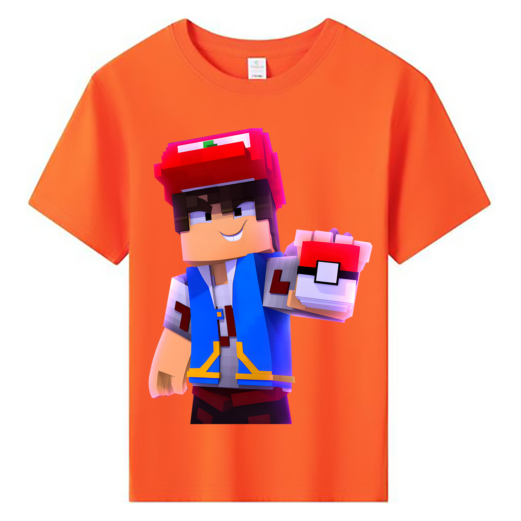 （画像用） マインクラフト ブロックの世界 Minecraft MC Block world 綿100％キッズTシャツ（フロントプリント）