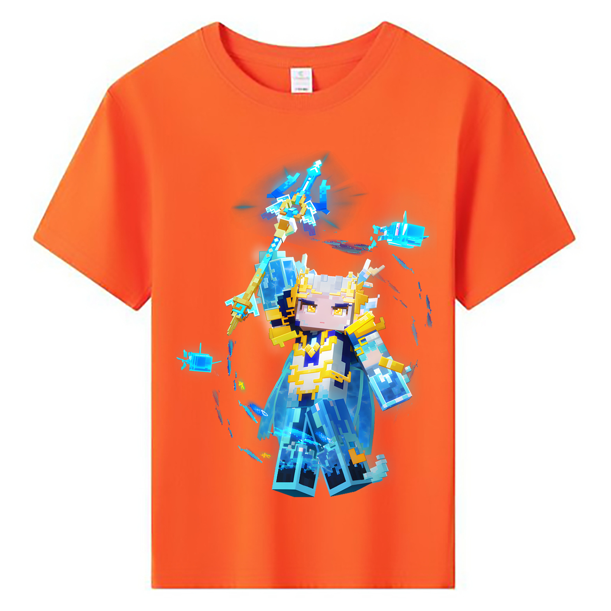（画像用） マインクラフト ブロックの世界 Minecraft MC Block world 綿100％キッズTシャツ（フロントプリント）