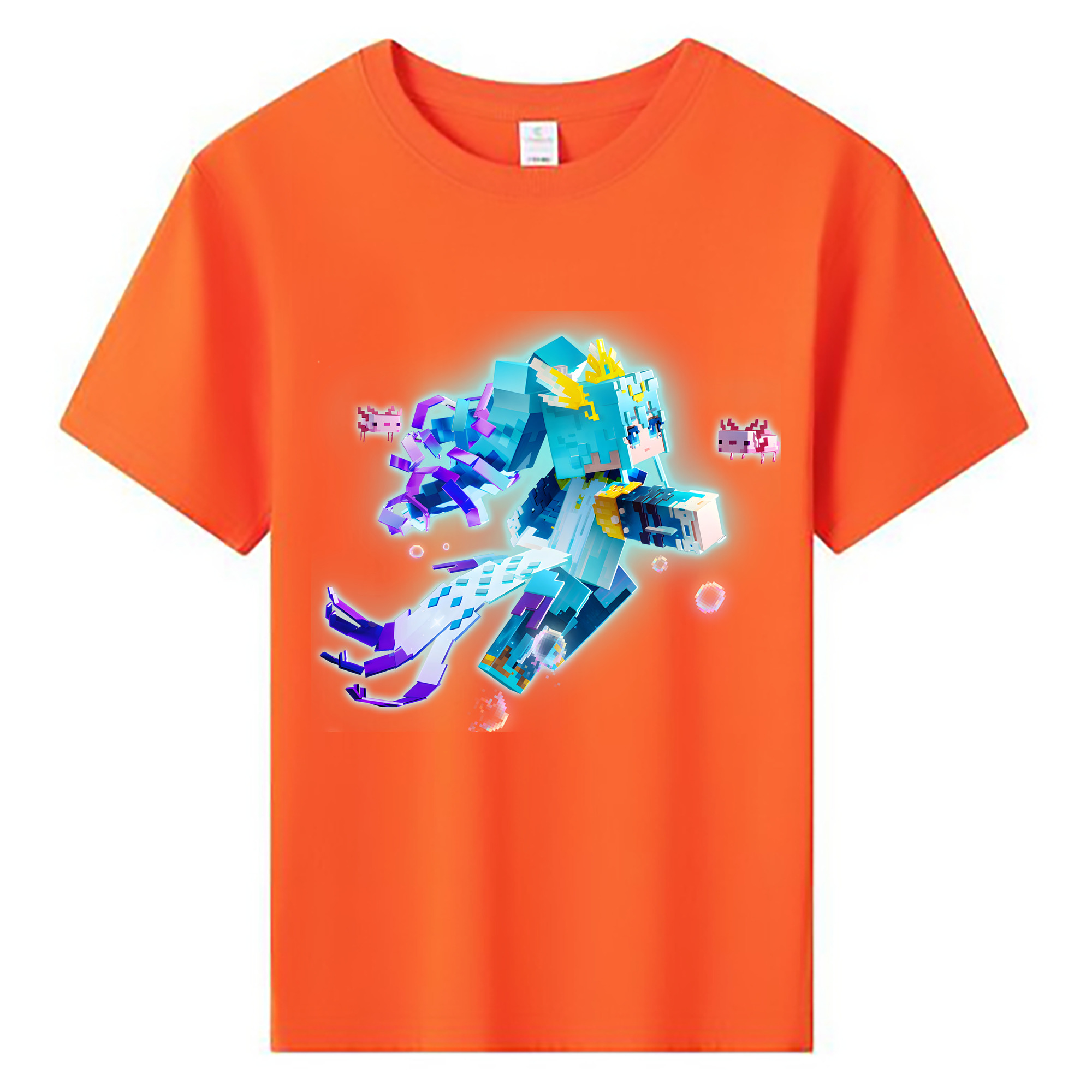 （画像用） マインクラフト ブロックの世界 Minecraft MC Block world 綿100％キッズTシャツ（フロントプリント）