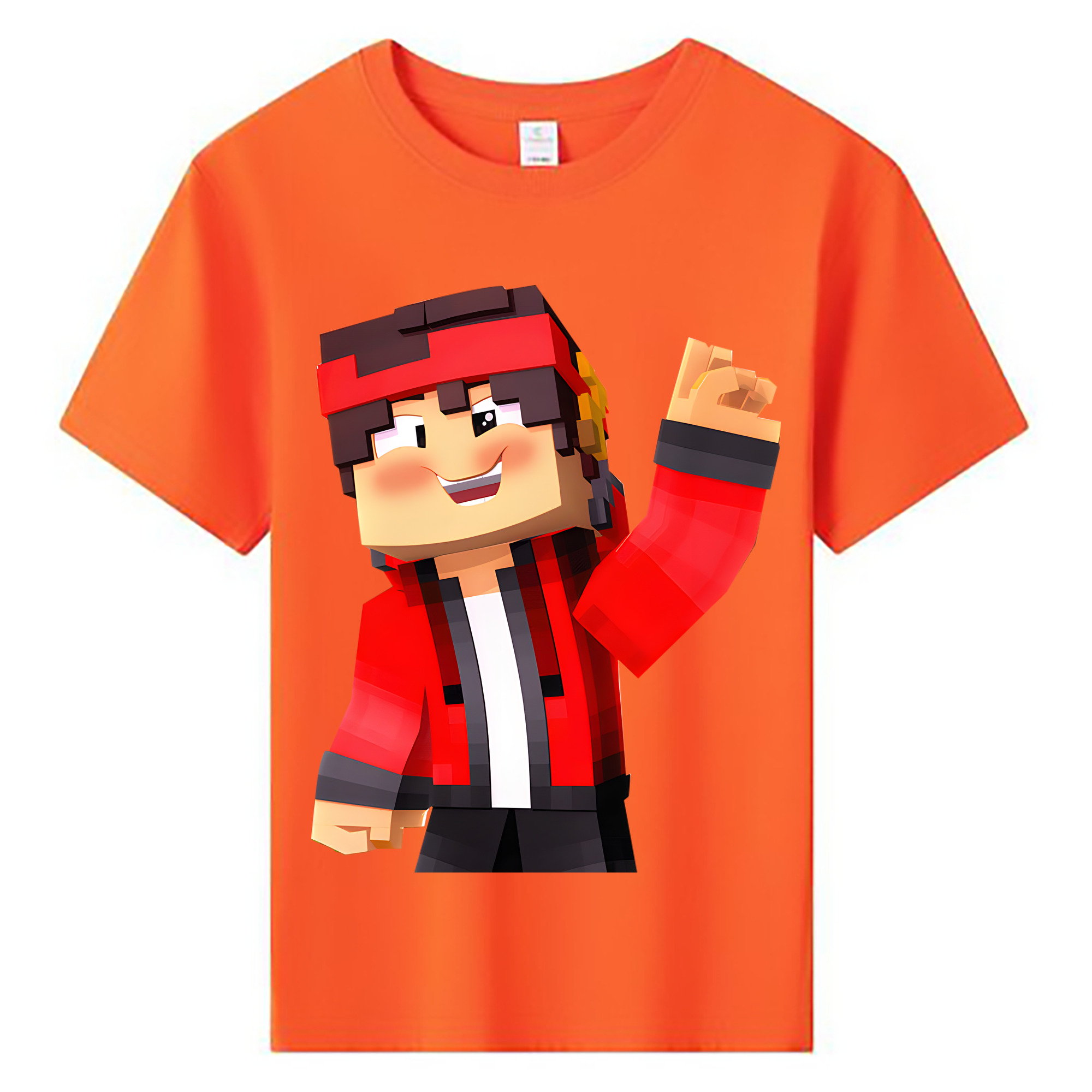 （画像用） マインクラフト ブロックの世界 Minecraft MC Block world 綿100％キッズTシャツ（フロントプリント）