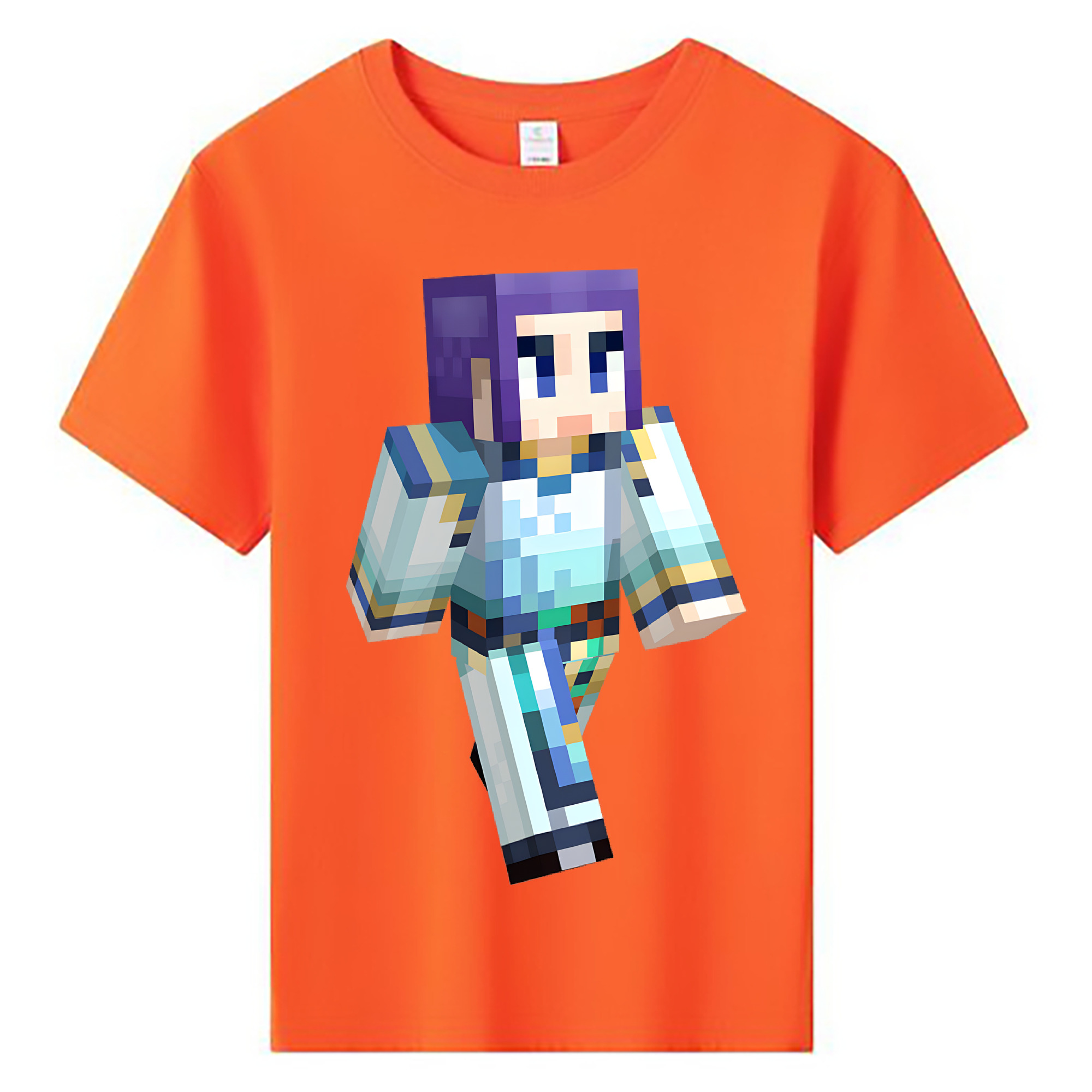 （画像用） マインクラフト ブロックの世界 Minecraft MC Block world 綿100％キッズTシャツ（フロントプリント）