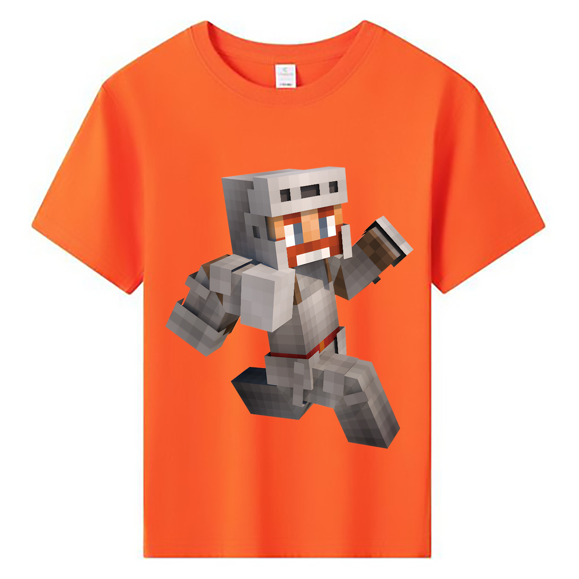 （画像用） マインクラフト ブロックの世界 Minecraft MC Block world 綿100％キッズTシャツ（フロントプリント）