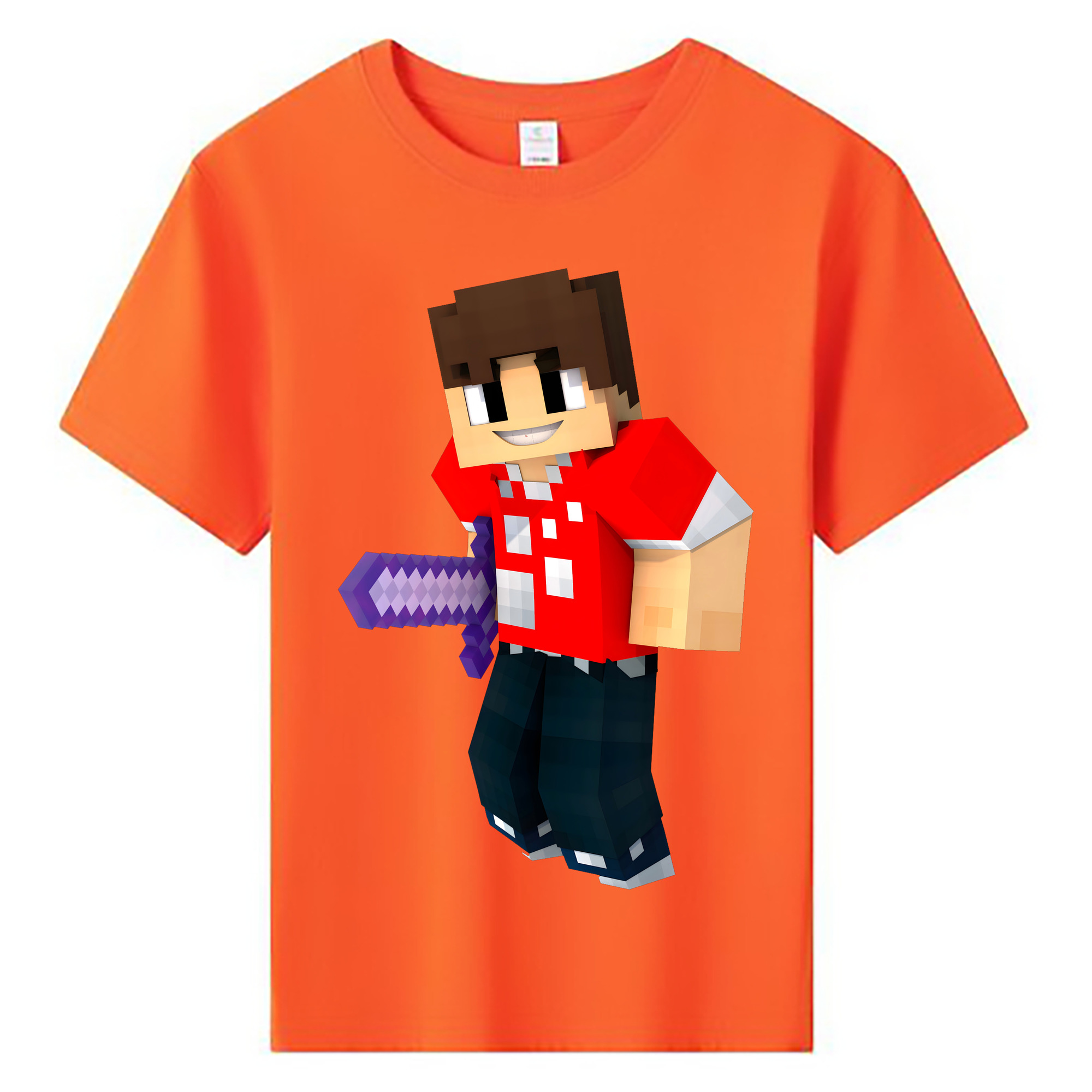 （画像用） マインクラフト ブロックの世界 Minecraft MC Block world 綿100％キッズTシャツ（フロントプリント）