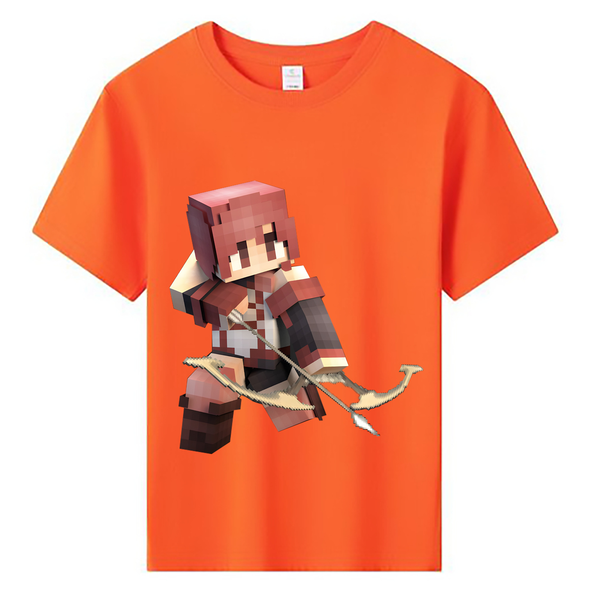 （画像用） マインクラフト ブロックの世界 Minecraft MC Block world 綿100％キッズTシャツ（フロントプリント）