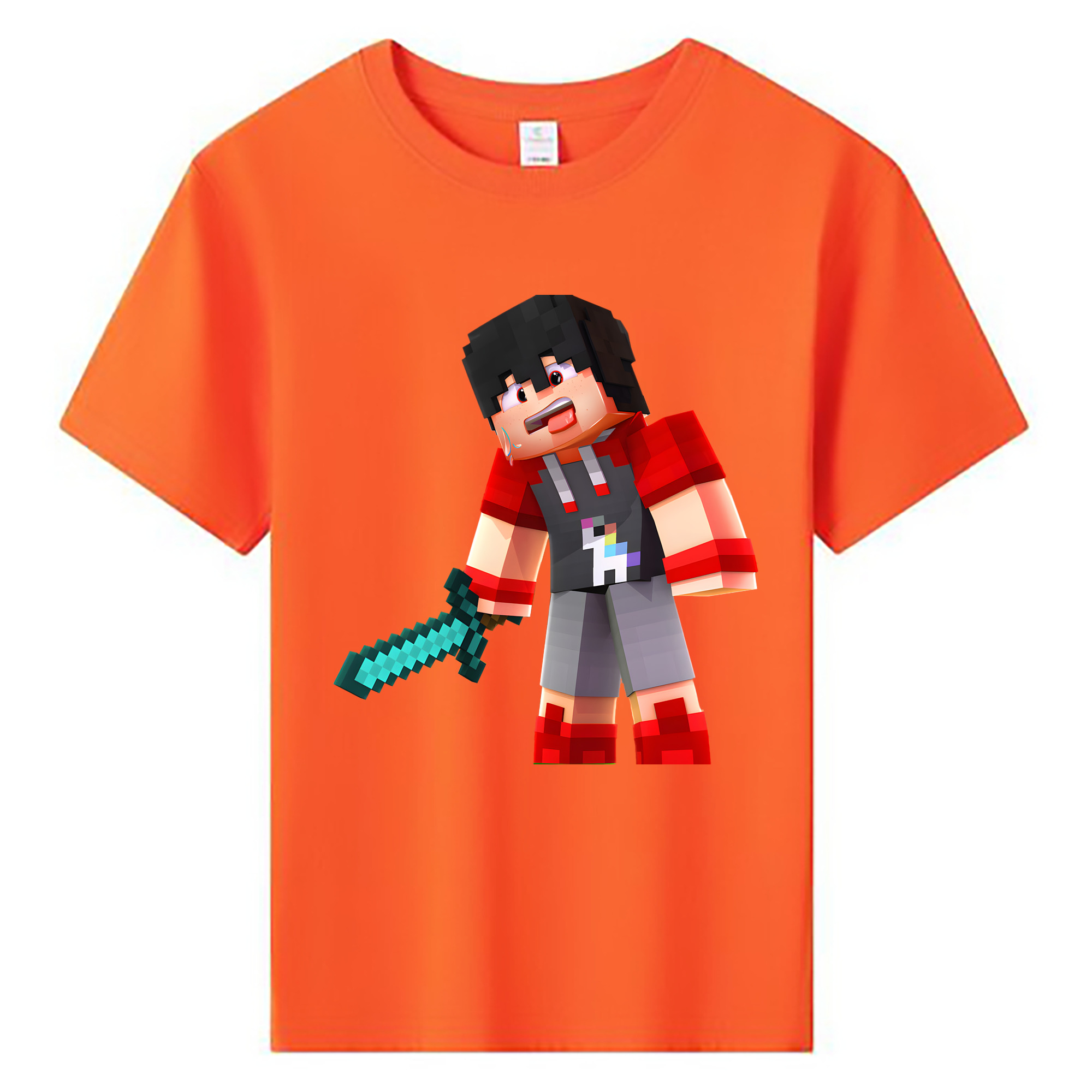（画像用） マインクラフト ブロックの世界 Minecraft MC Block world 綿100％キッズTシャツ（フロントプリント）