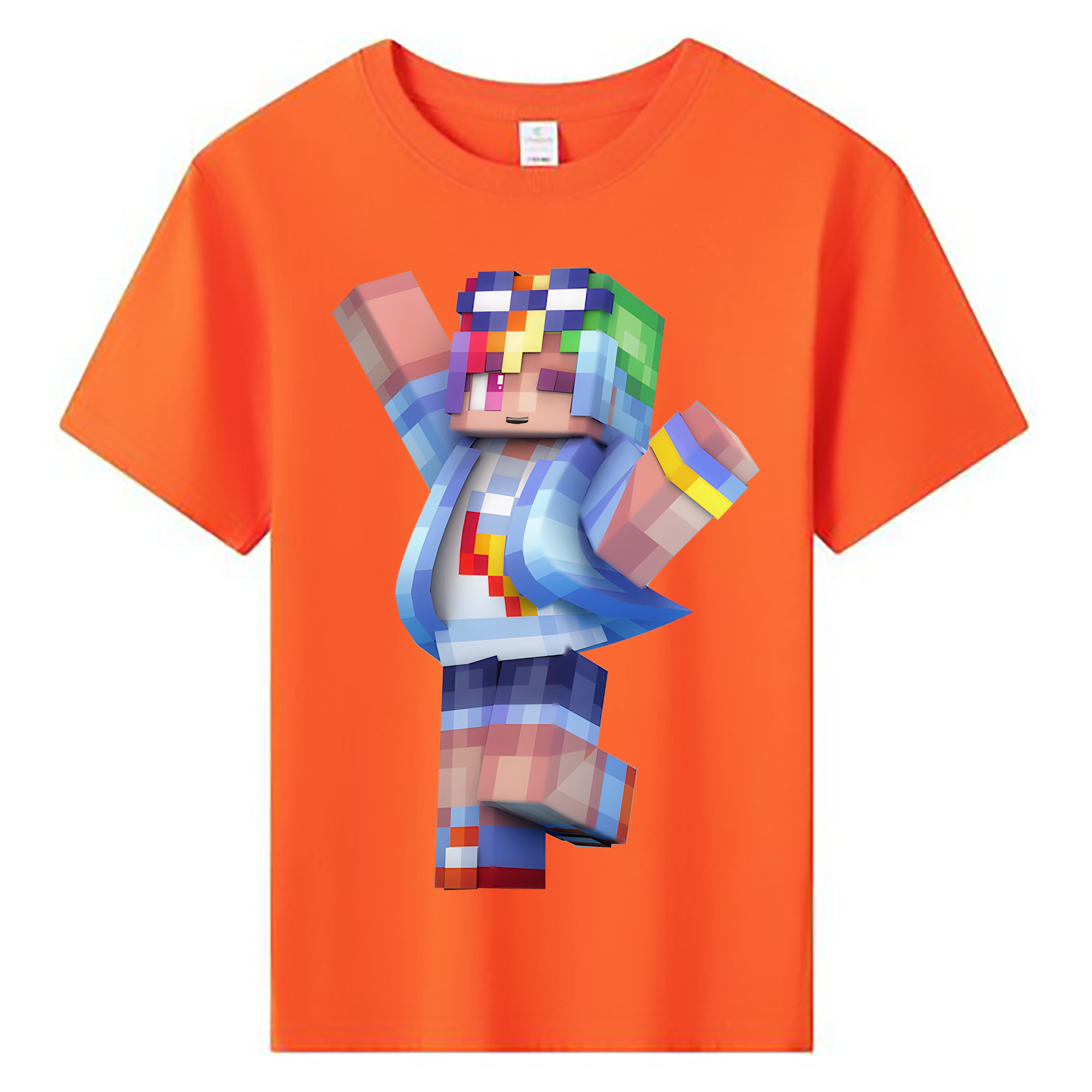 （画像用） マインクラフト ブロックの世界 Minecraft MC Block world 綿100％キッズTシャツ（フロントプリント）