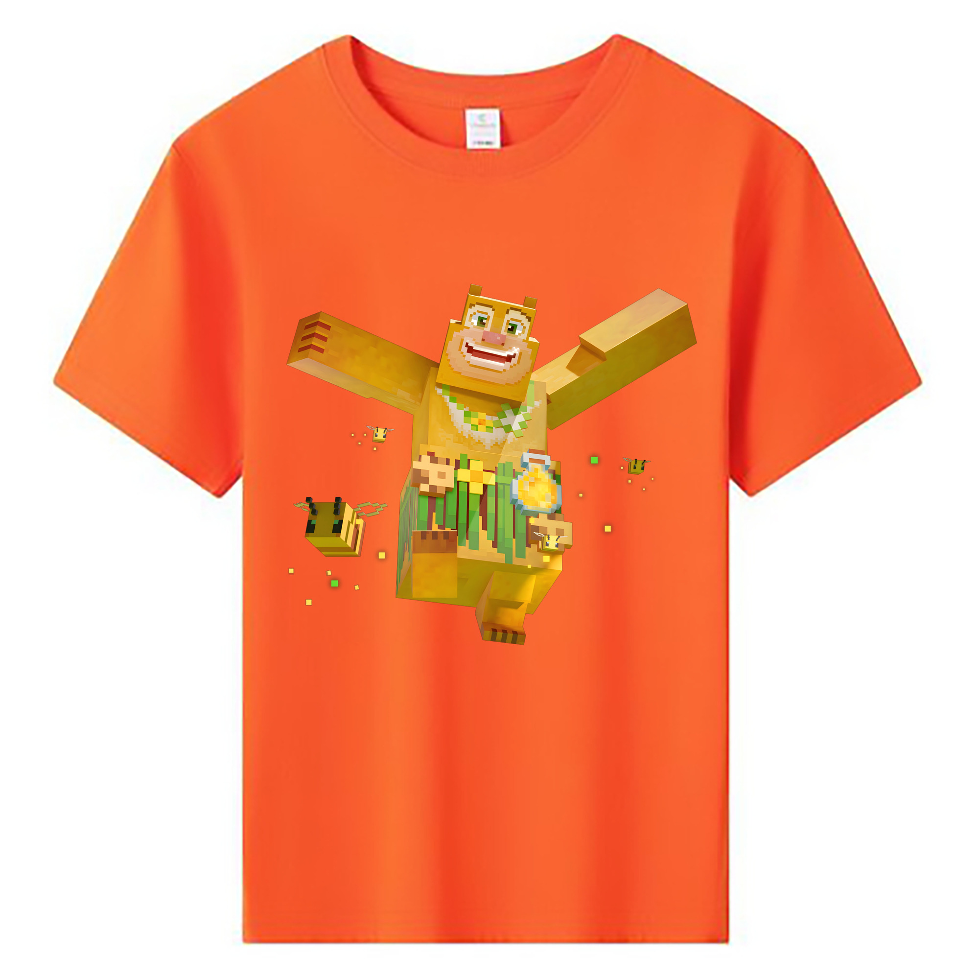 （画像用） マインクラフト ブロックの世界 Minecraft MC Block world 綿100％キッズTシャツ（フロントプリント）
