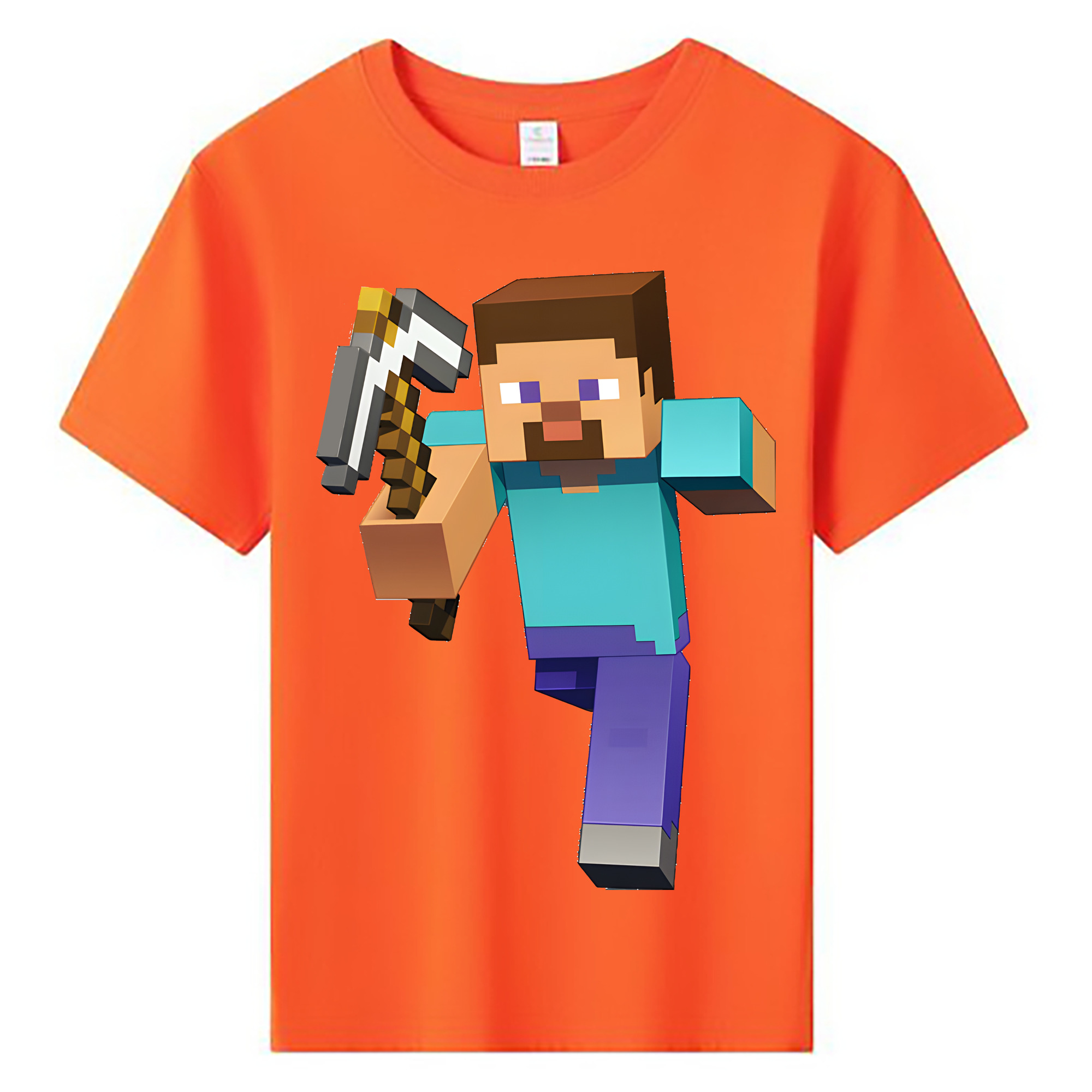（画像用） マインクラフト ブロックの世界 Minecraft MC Block world 綿100％キッズTシャツ（フロントプリント）