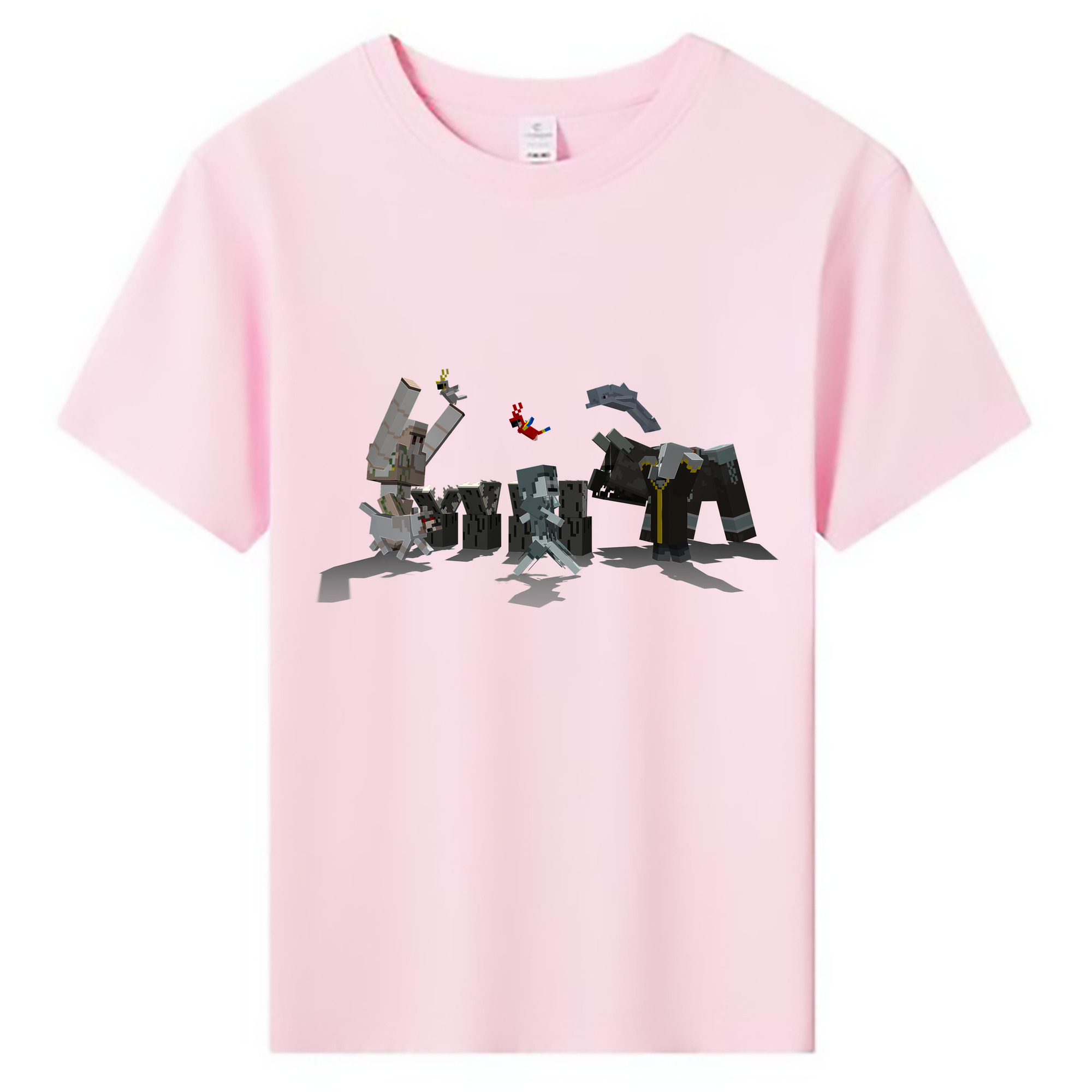 （画像用） マインクラフト ブロックの世界 Minecraft MC Block world 綿100％キッズTシャツ（フロントプリント）