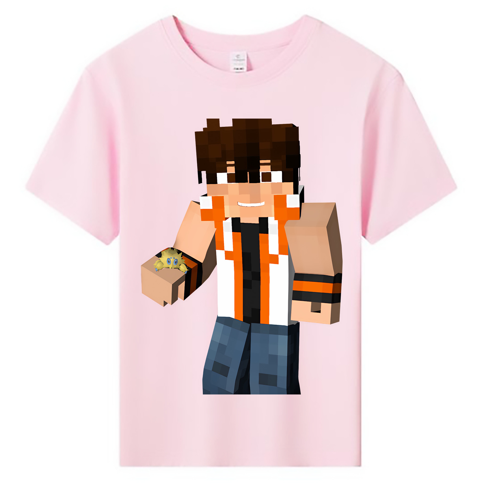 （画像用） マインクラフト ブロックの世界 Minecraft MC Block world 綿100％キッズTシャツ（フロントプリント）