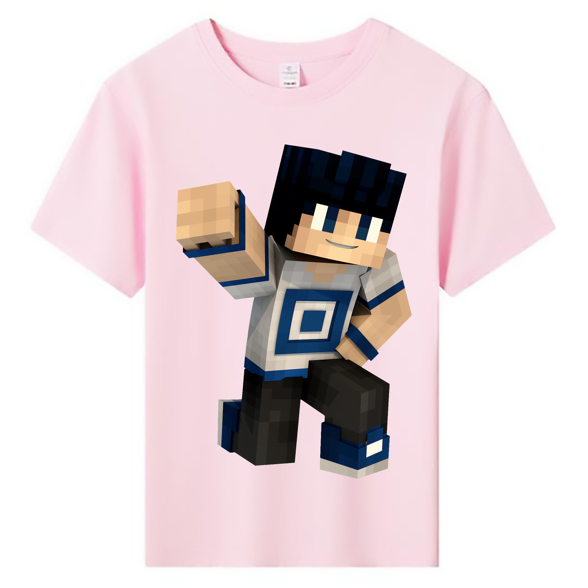 （画像用） マインクラフト ブロックの世界 Minecraft MC Block world 綿100％キッズTシャツ（フロントプリント）