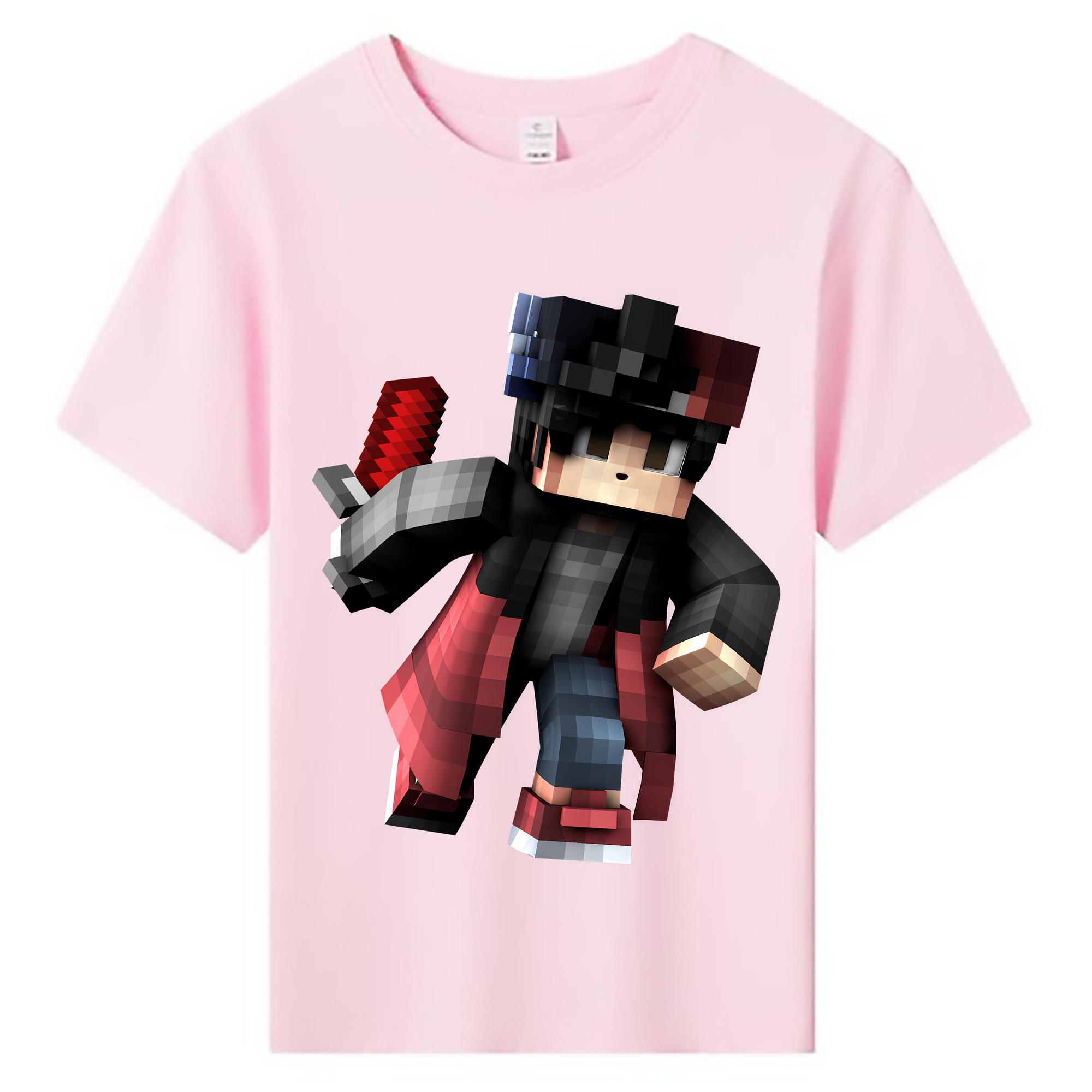 （画像用） マインクラフト ブロックの世界 Minecraft MC Block world 綿100％キッズTシャツ（フロントプリント）
