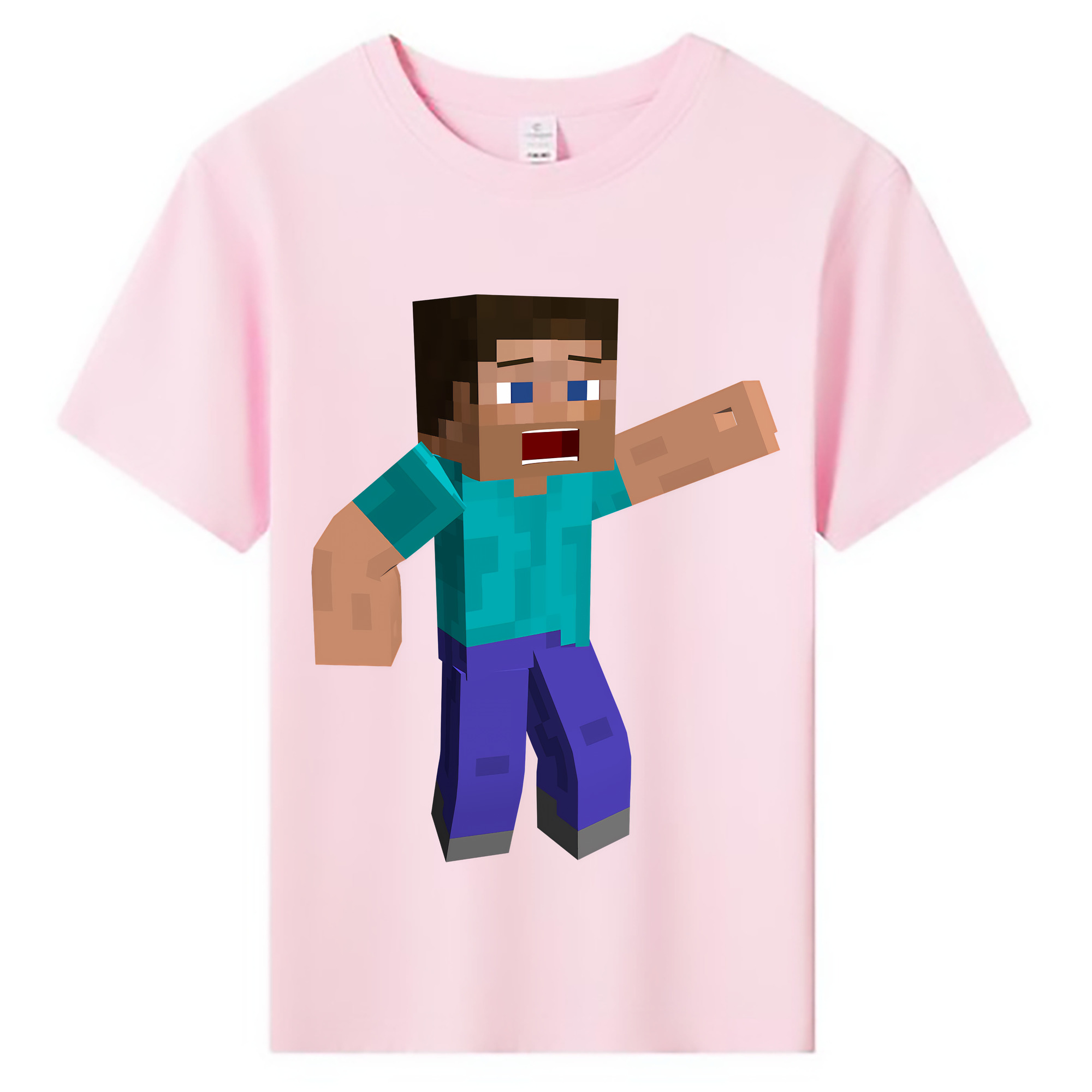 （画像用） マインクラフト ブロックの世界 Minecraft MC Block world 綿100％キッズTシャツ（フロントプリント）