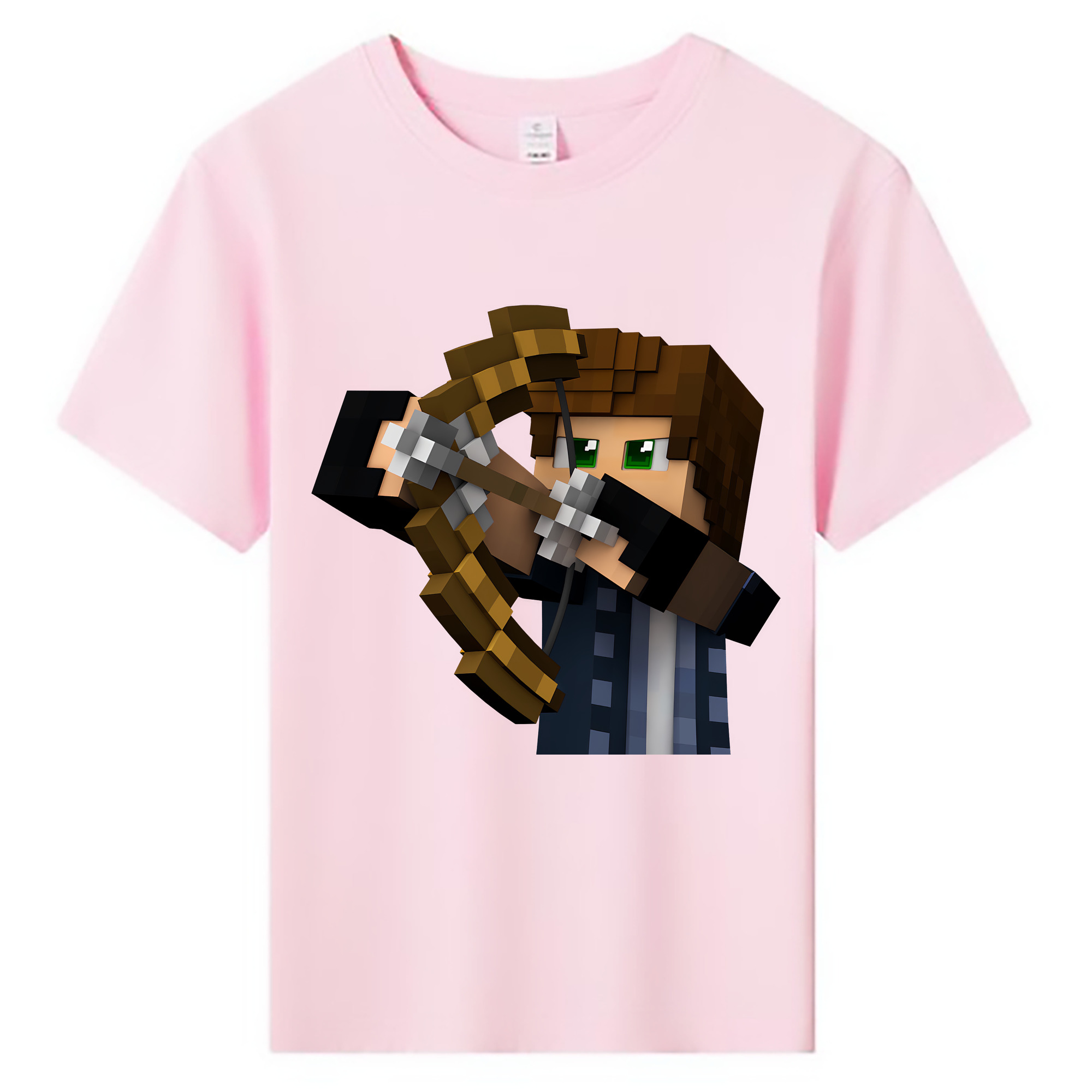 （画像用） マインクラフト ブロックの世界 Minecraft MC Block world 綿100％キッズTシャツ（フロントプリント）