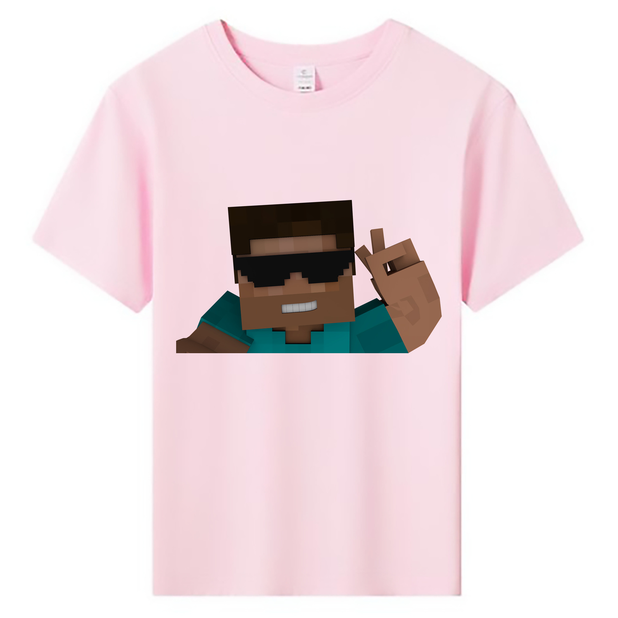 （画像用） マインクラフト ブロックの世界 Minecraft MC Block world 綿100％キッズTシャツ（フロントプリント）