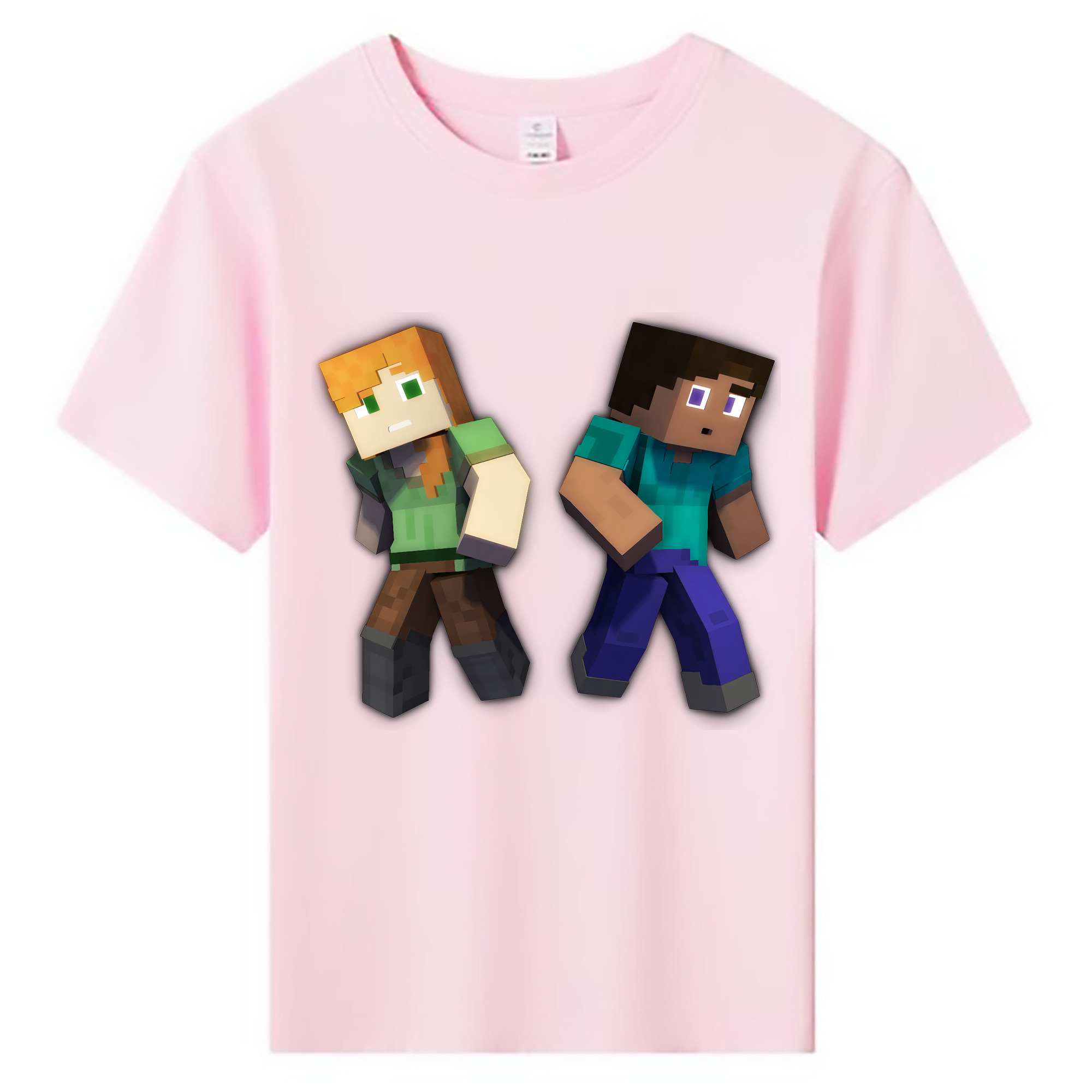 （画像用） マインクラフト ブロックの世界 Minecraft MC Block world 綿100％キッズTシャツ（フロントプリント）
