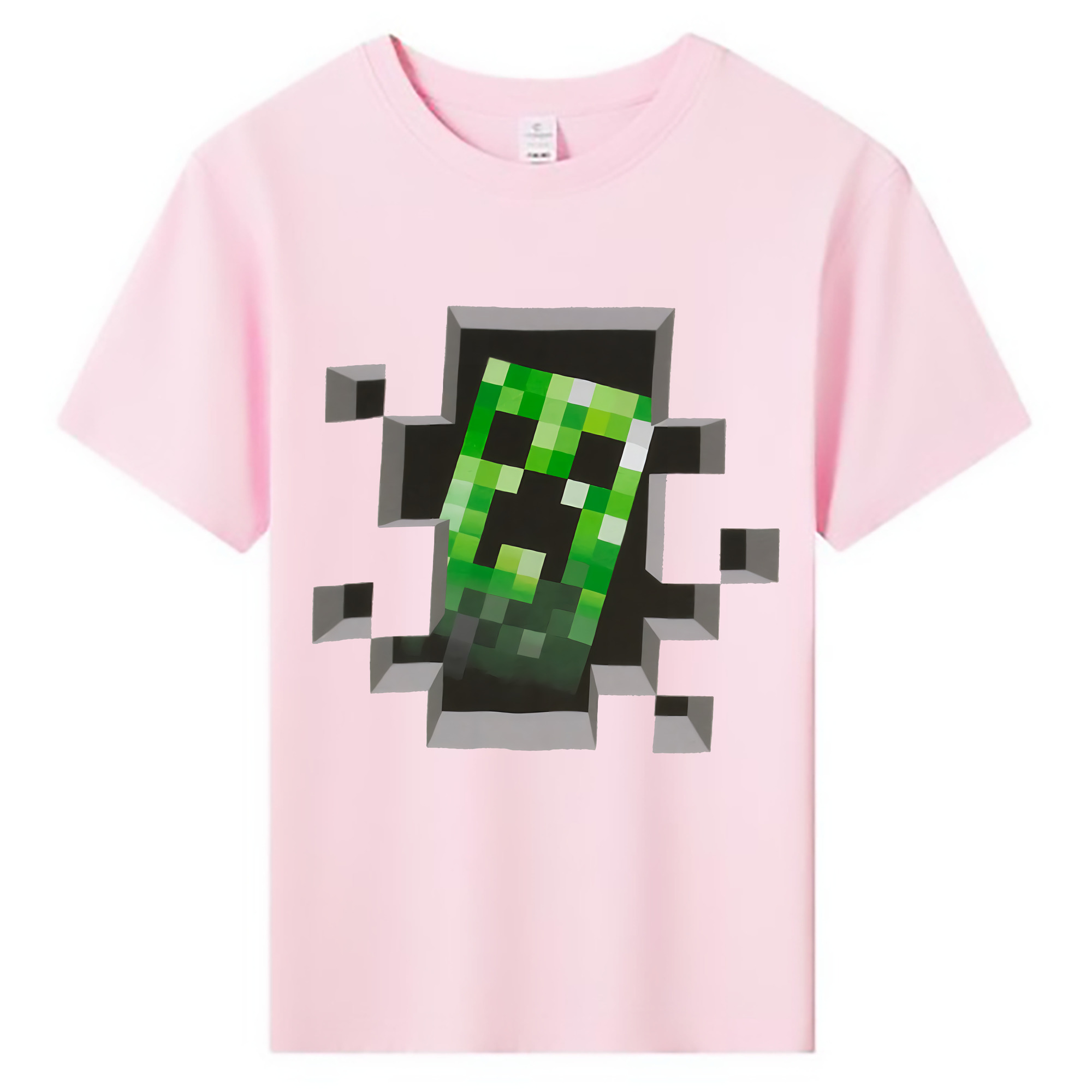 （画像用） マインクラフト ブロックの世界 Minecraft MC Block world 綿100％キッズTシャツ（フロントプリント）