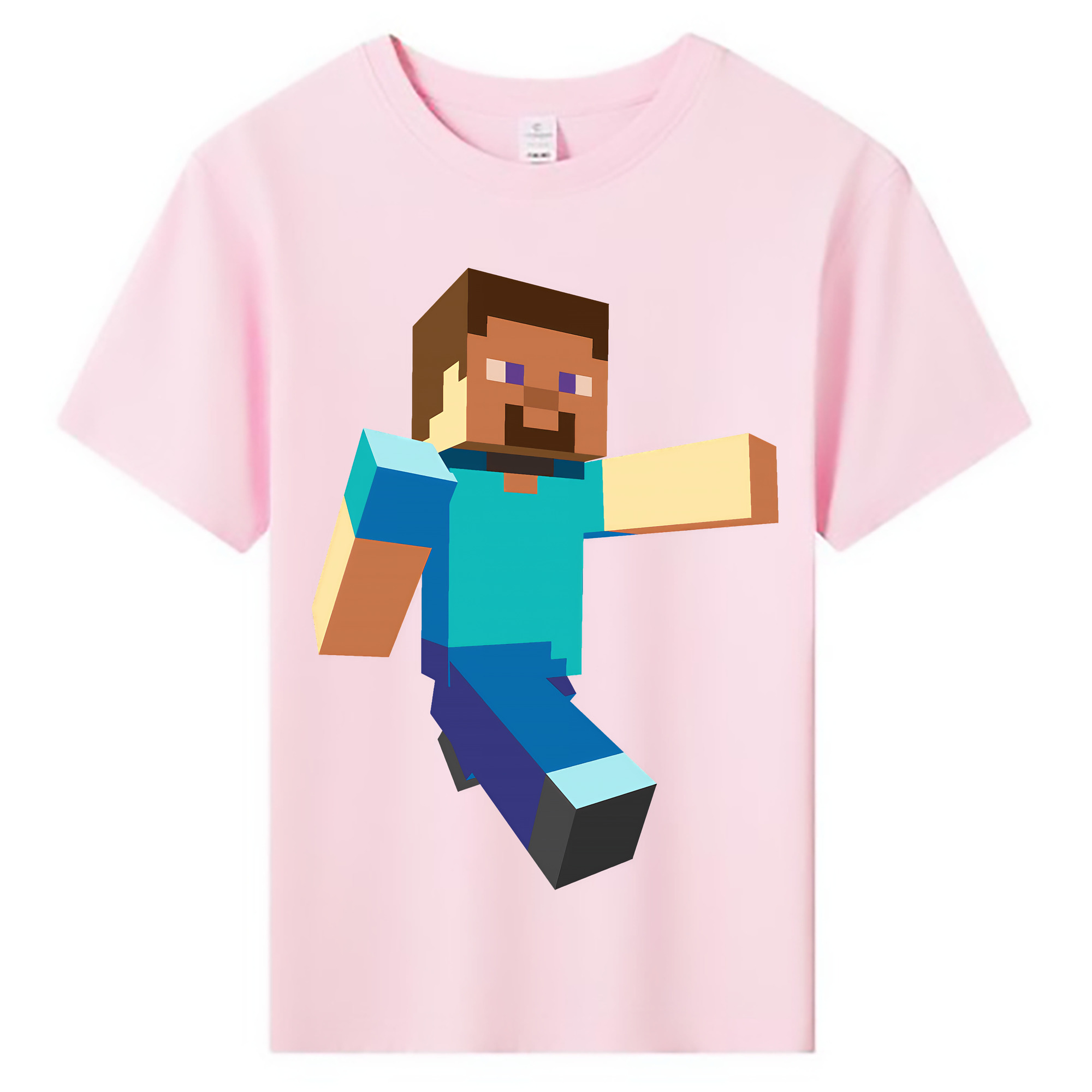 （画像用） マインクラフト ブロックの世界 Minecraft MC Block world 綿100％キッズTシャツ（フロントプリント）