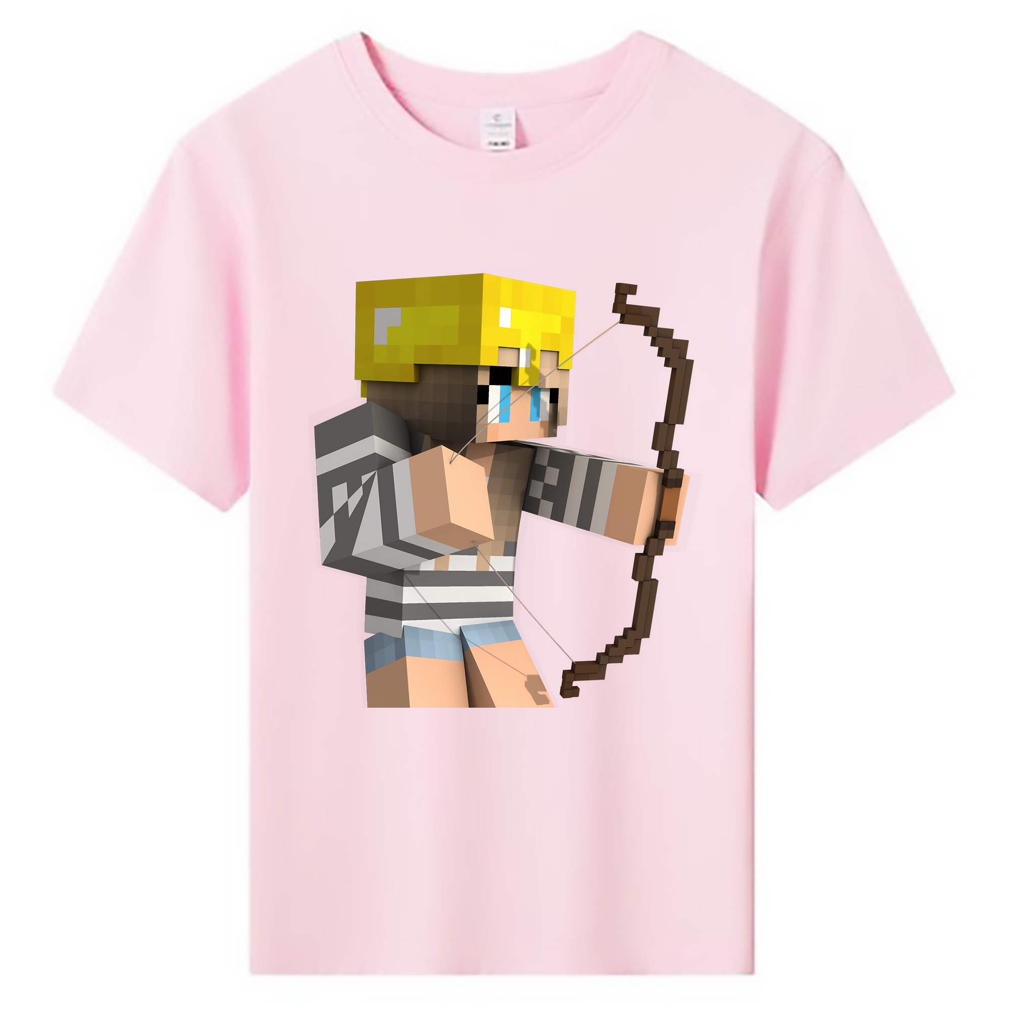 （画像用） マインクラフト ブロックの世界 Minecraft MC Block world 綿100％キッズTシャツ（フロントプリント）