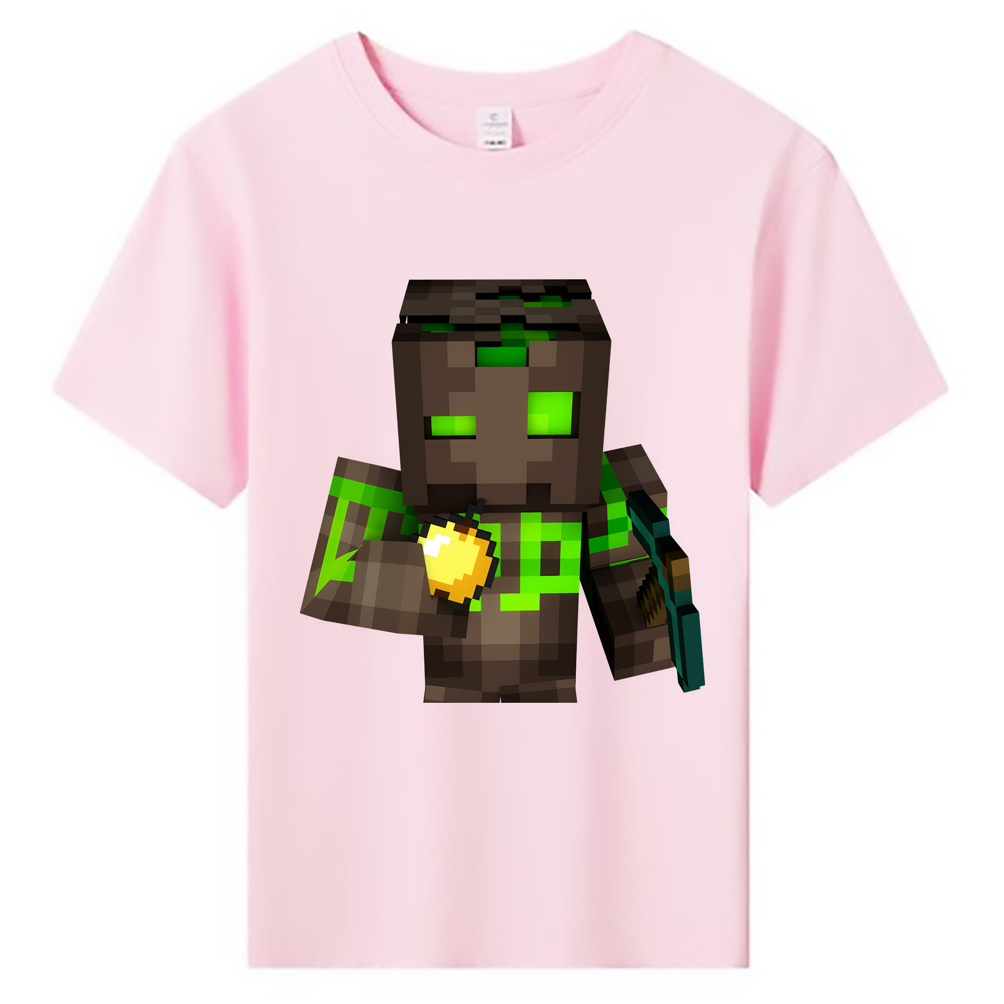 （画像用） マインクラフト ブロックの世界 Minecraft MC Block world 綿100％キッズTシャツ（フロントプリント）