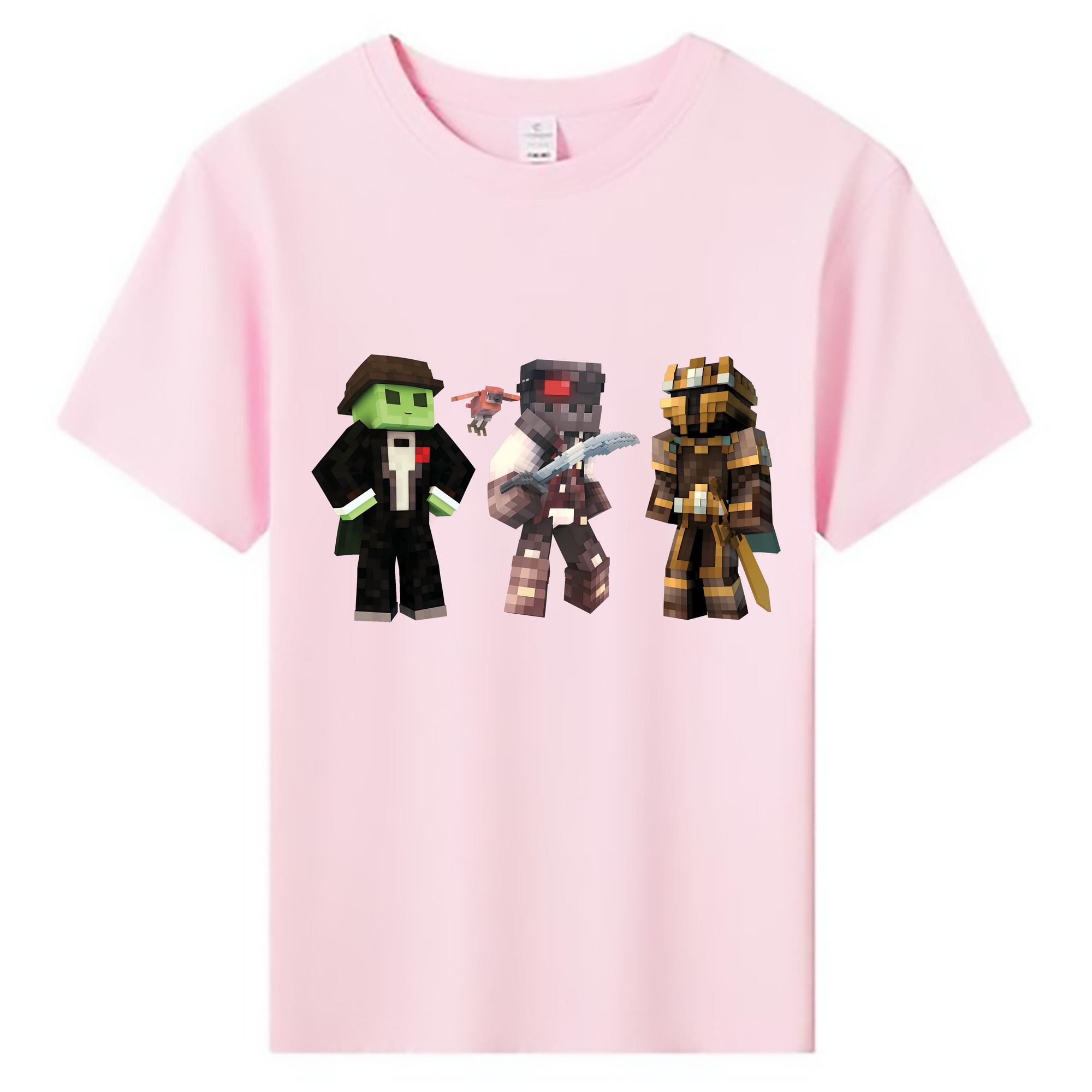 （画像用） マインクラフト ブロックの世界 Minecraft MC Block world 綿100％キッズTシャツ（フロントプリント）