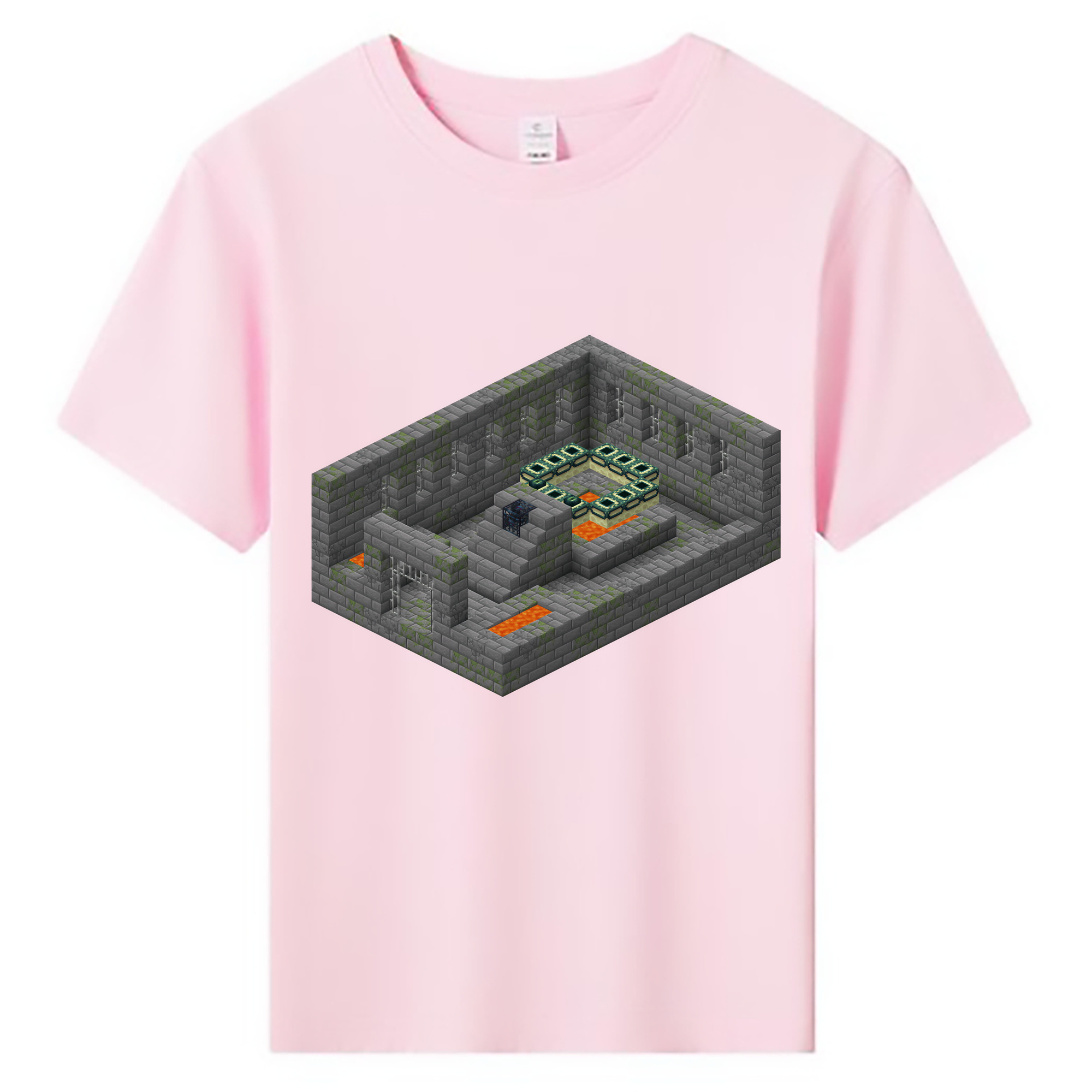 （画像用） マインクラフト ブロックの世界 Minecraft MC Block world 綿100％キッズTシャツ（フロントプリント）