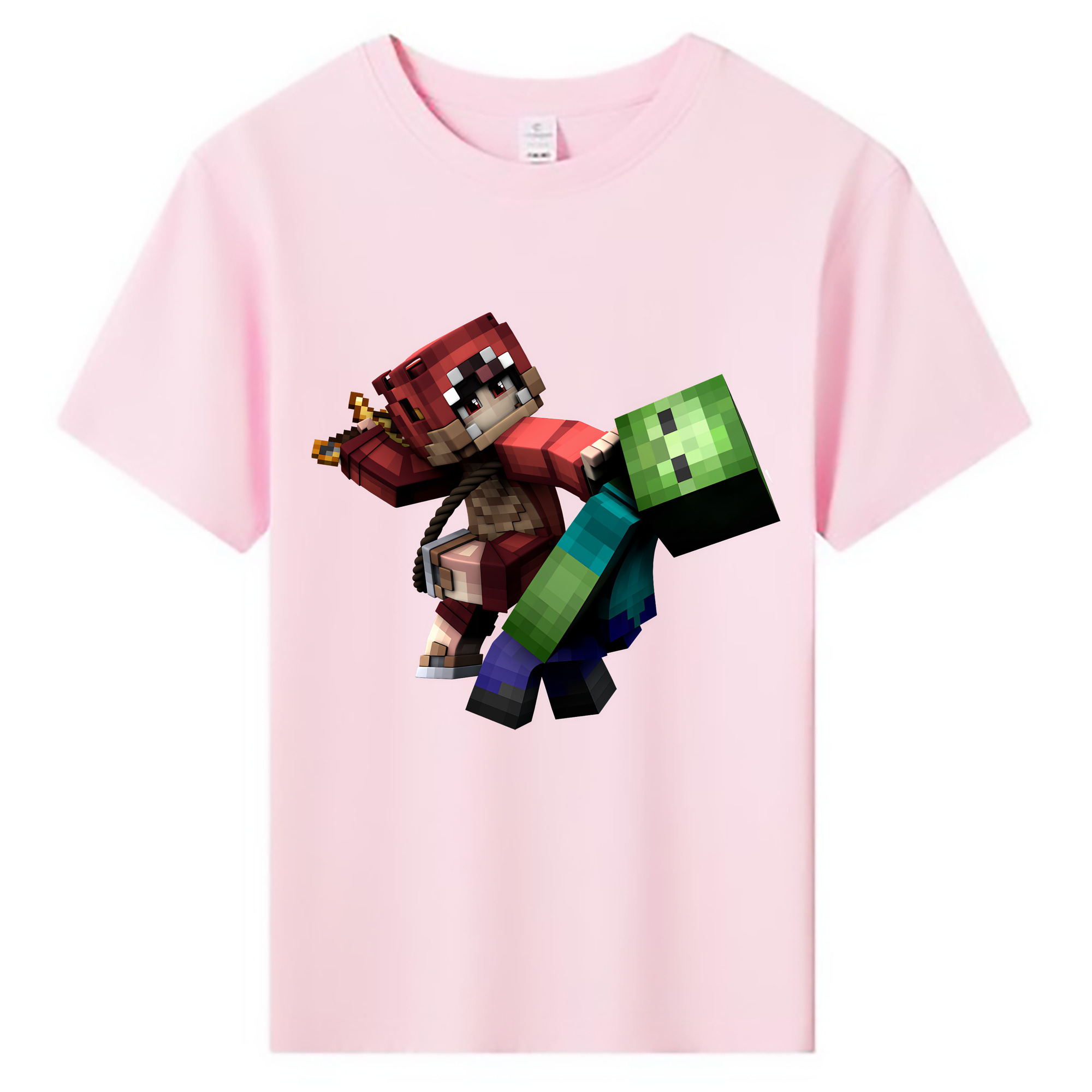 （画像用） マインクラフト ブロックの世界 Minecraft MC Block world 綿100％キッズTシャツ（フロントプリント）
