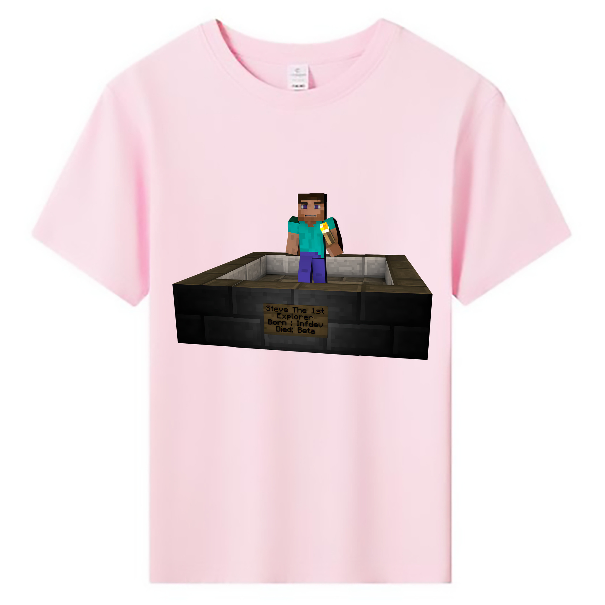 （画像用） マインクラフト ブロックの世界 Minecraft MC Block world 綿100％キッズTシャツ（フロントプリント）