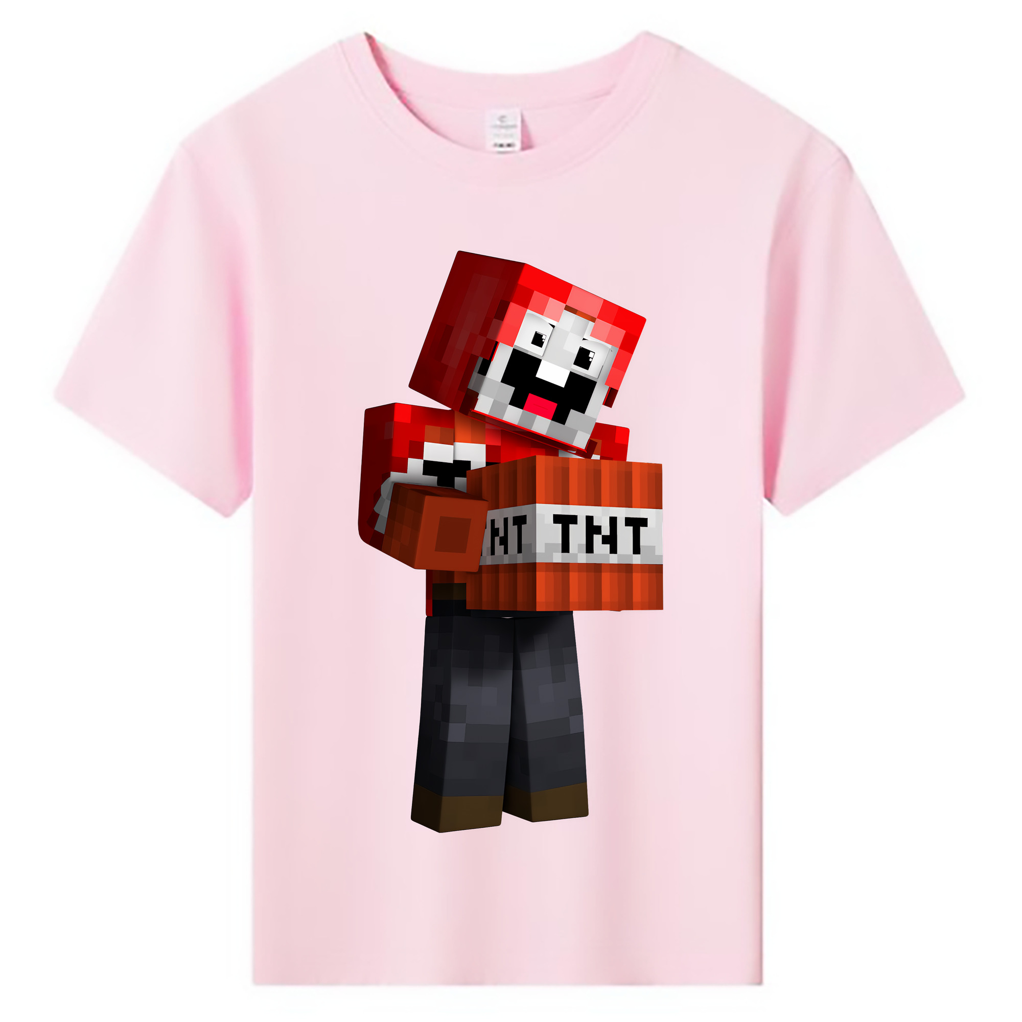 （画像用） マインクラフト ブロックの世界 Minecraft MC Block world 綿100％キッズTシャツ（フロントプリント）
