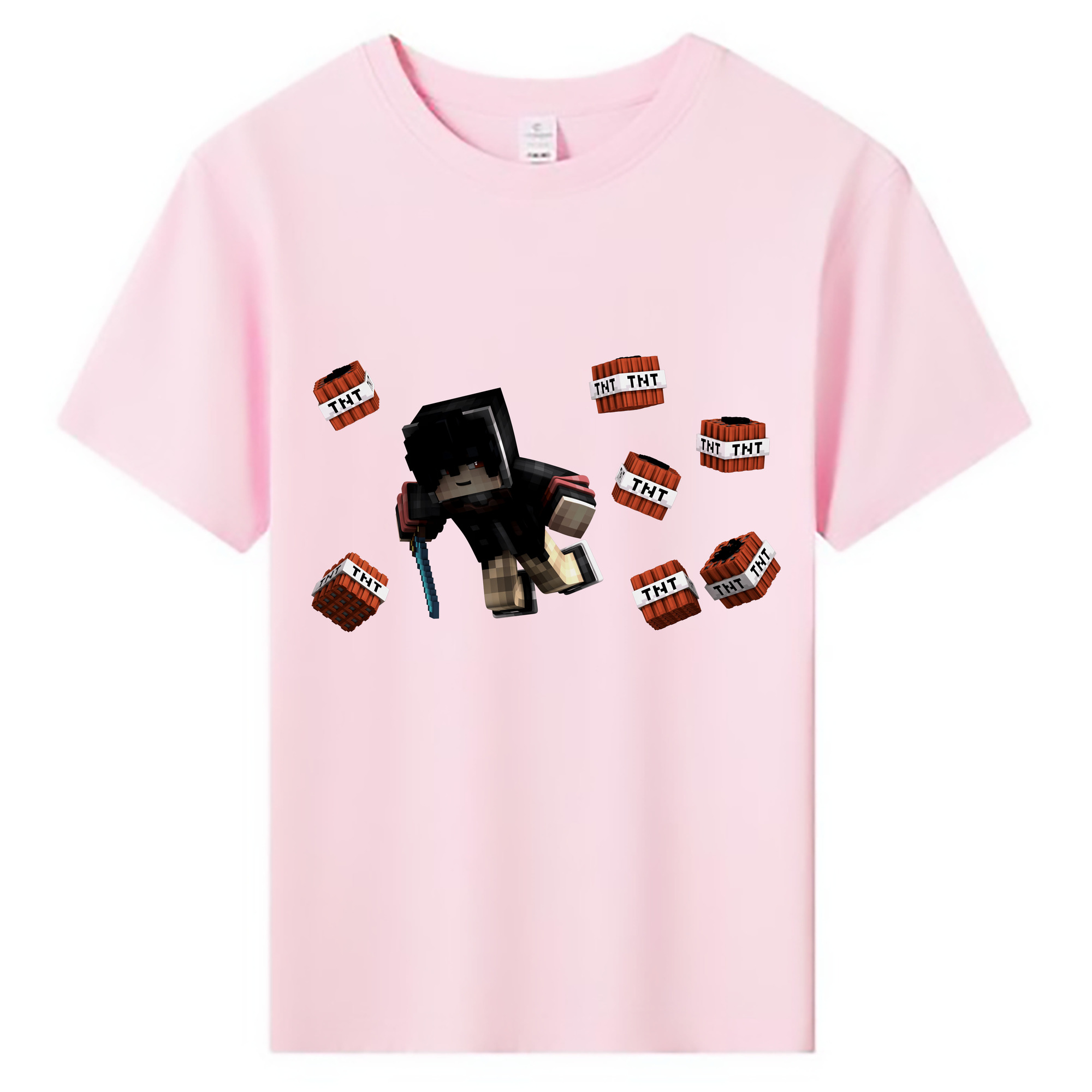 （画像用） マインクラフト ブロックの世界 Minecraft MC Block world 綿100％キッズTシャツ（フロントプリント）