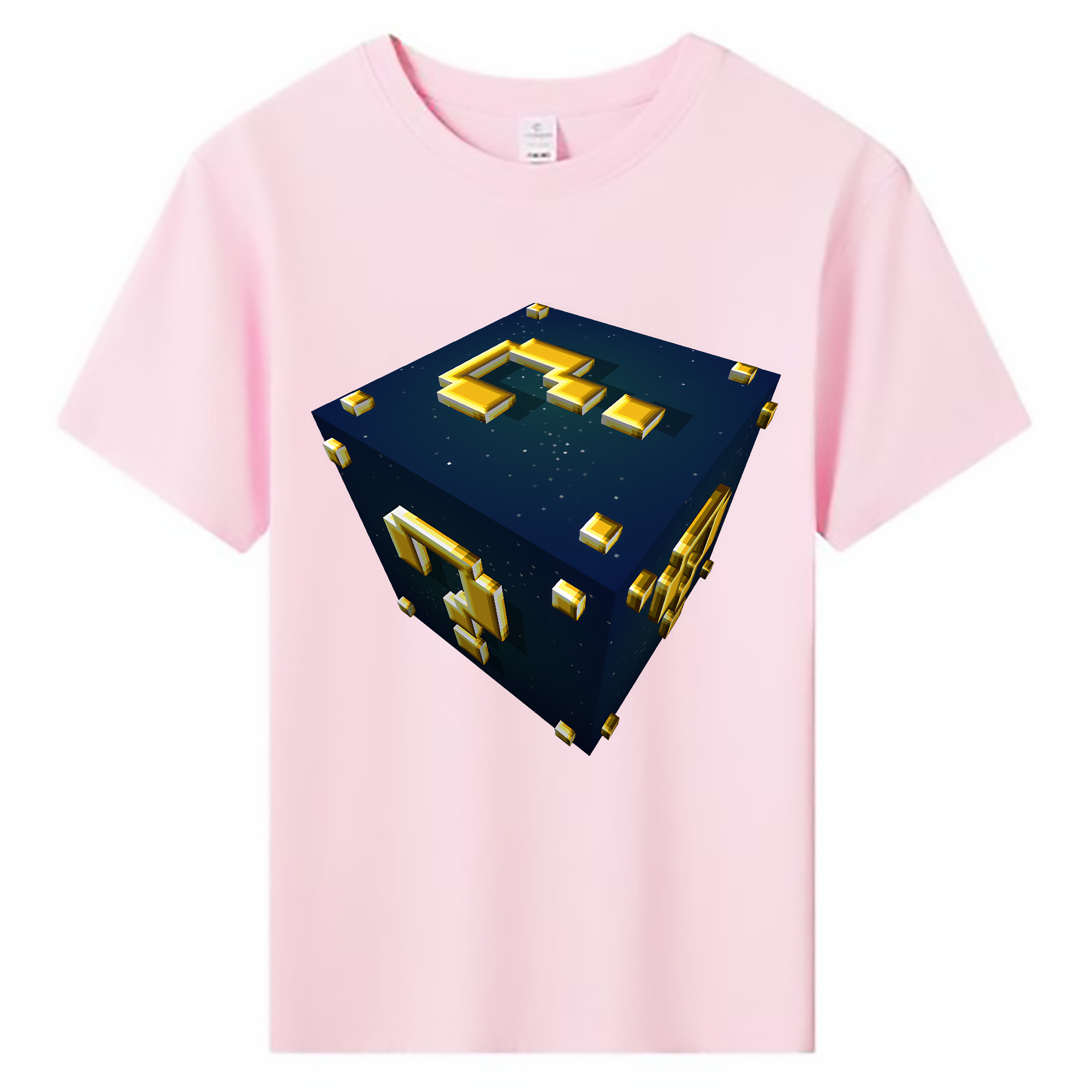 （画像用） マインクラフト ブロックの世界 Minecraft MC Block world 綿100％キッズTシャツ（フロントプリント）