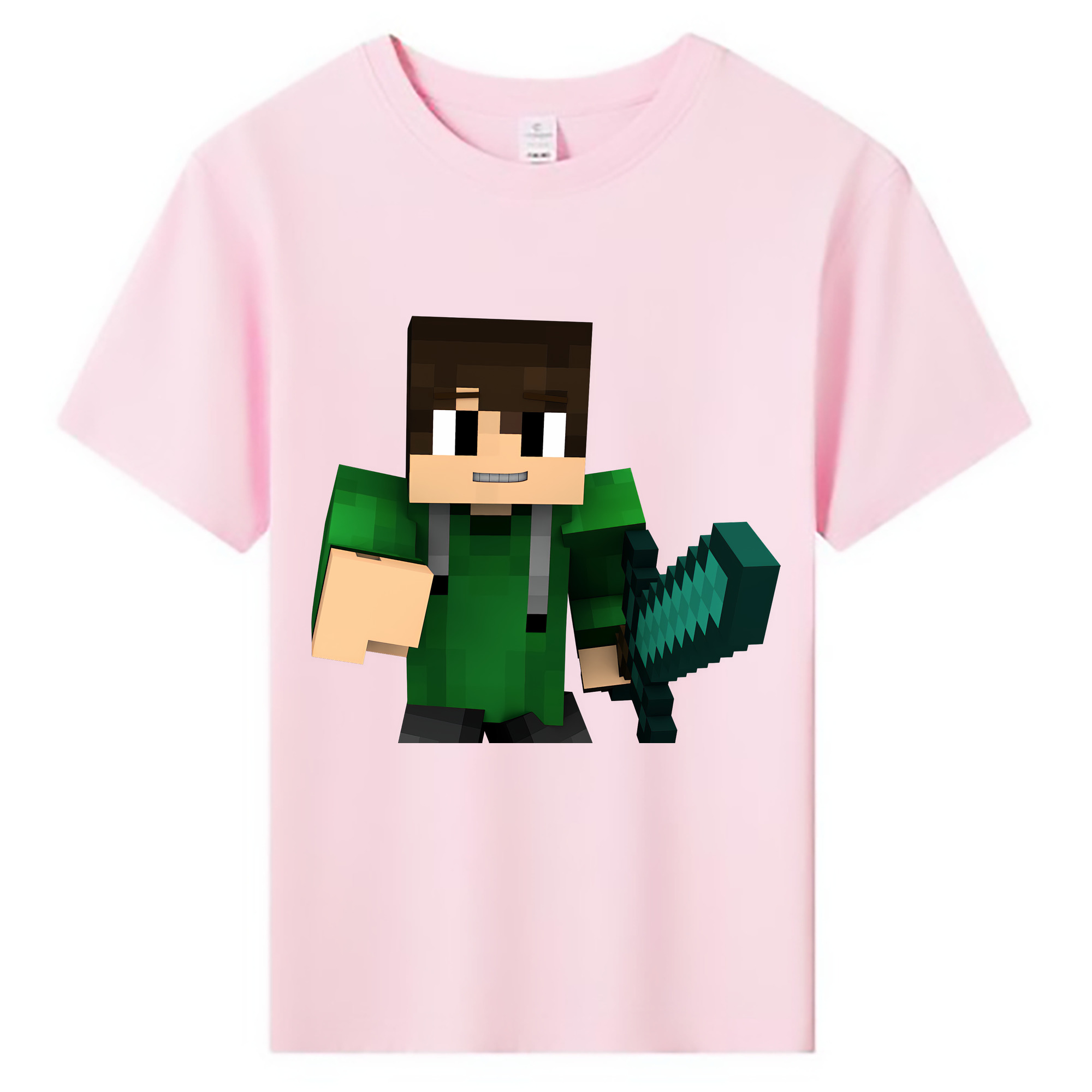 （画像用） マインクラフト ブロックの世界 Minecraft MC Block world 綿100％キッズTシャツ（フロントプリント）