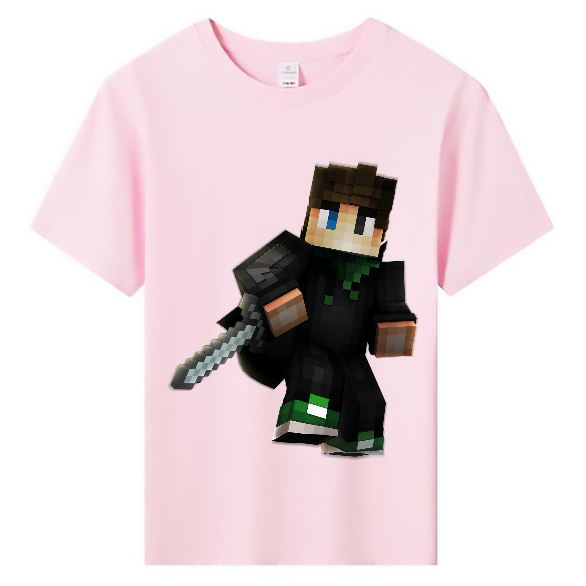 （画像用） マインクラフト ブロックの世界 Minecraft MC Block world 綿100％キッズTシャツ（フロントプリント）