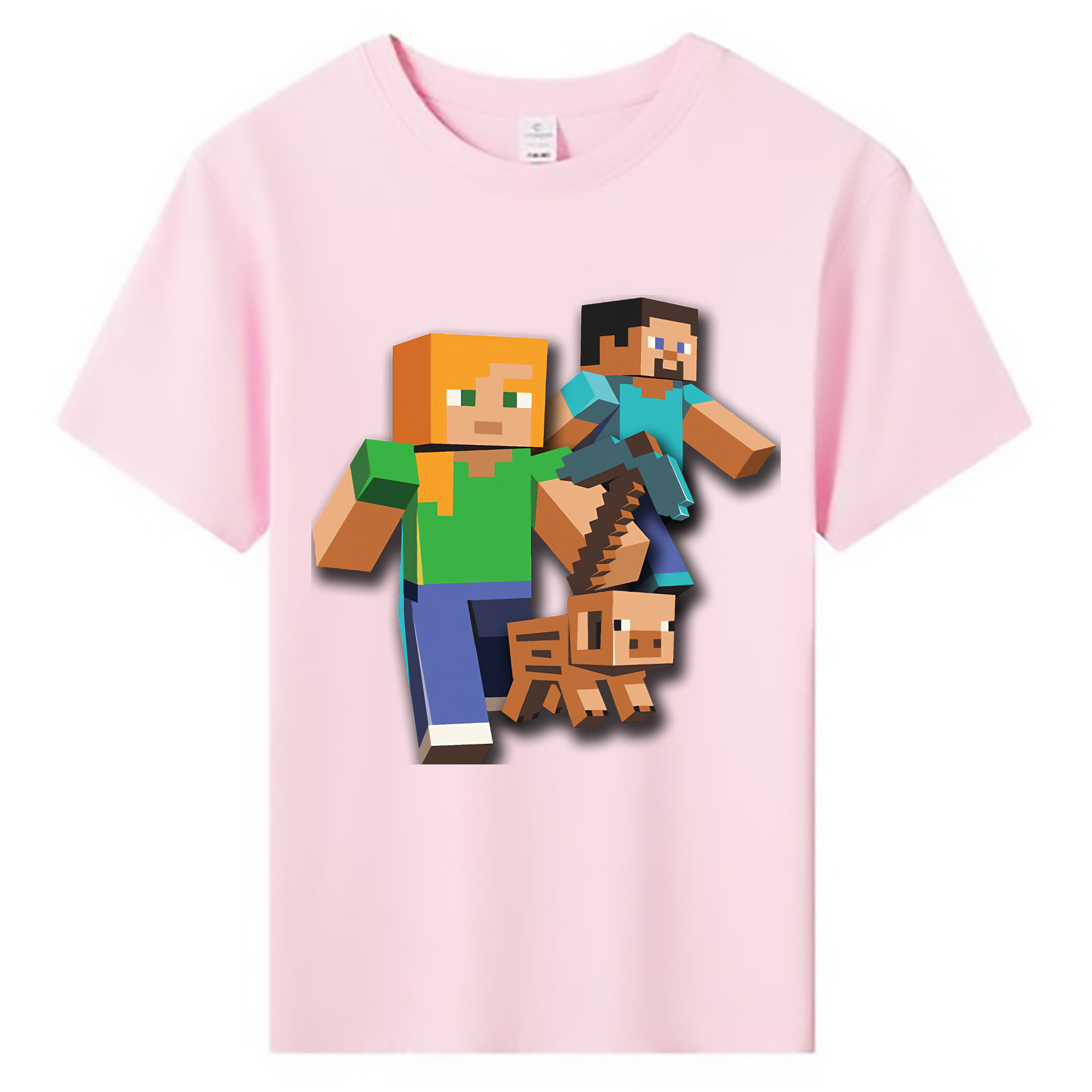 （画像用） マインクラフト ブロックの世界 Minecraft MC Block world 綿100％キッズTシャツ（フロントプリント）