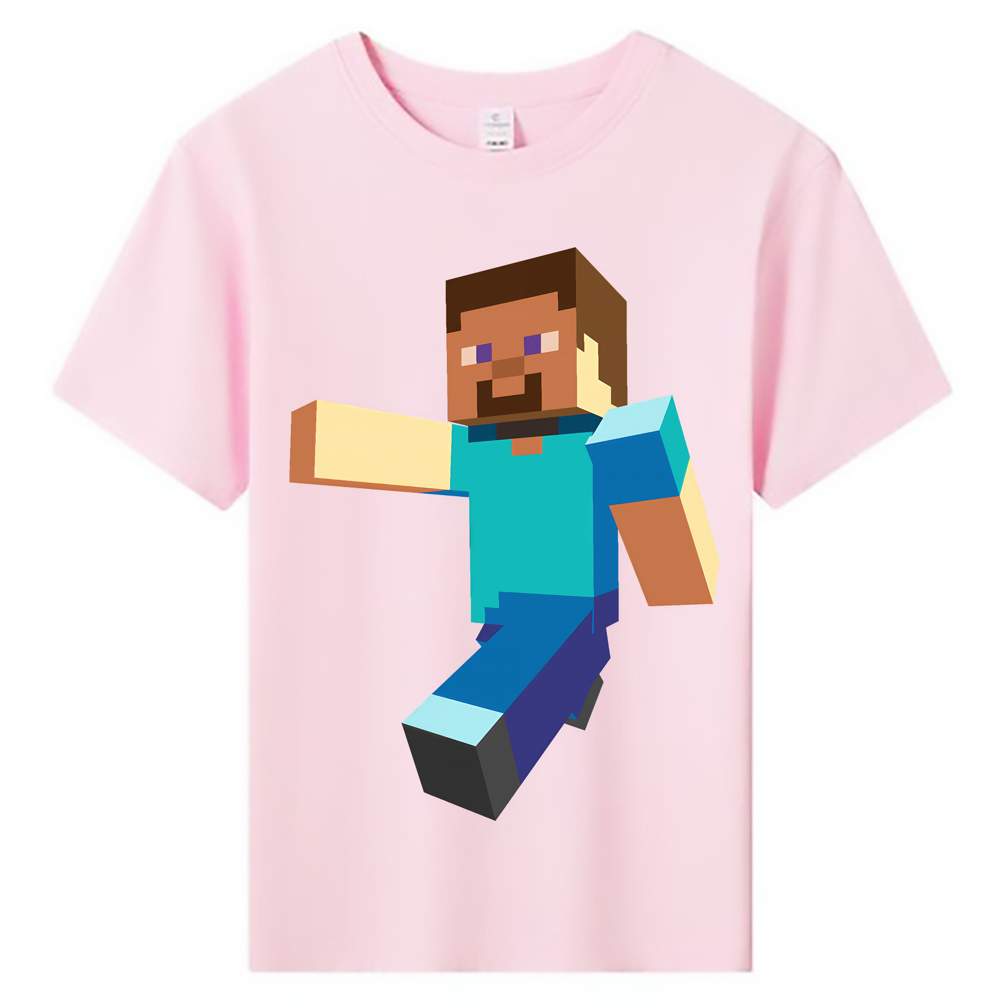 （画像用） マインクラフト ブロックの世界 Minecraft MC Block world 綿100％キッズTシャツ（フロントプリント）