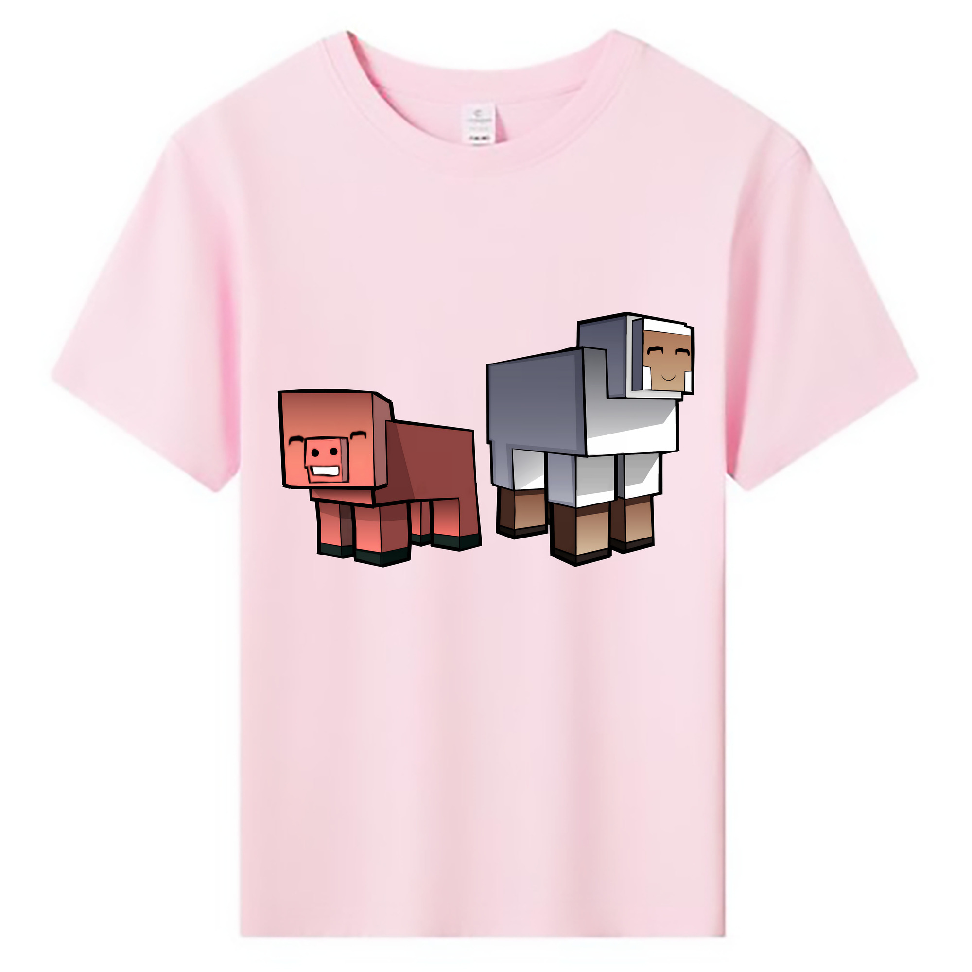 （画像用） マインクラフト ブロックの世界 Minecraft MC Block world 綿100％キッズTシャツ（フロントプリント）