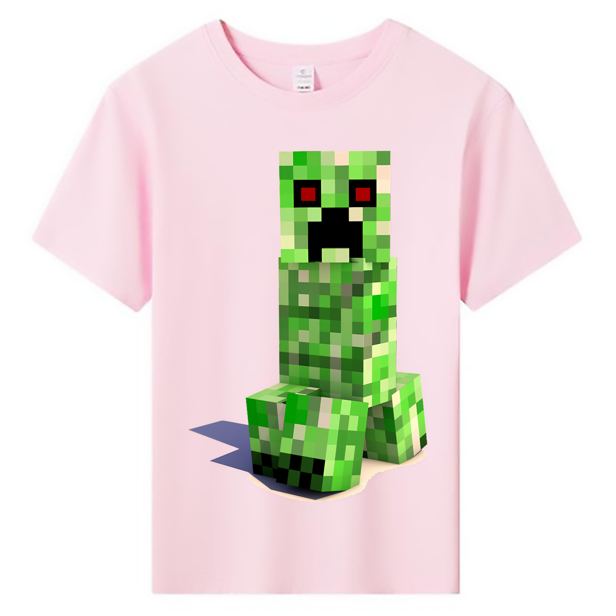 （画像用） マインクラフト ブロックの世界 Minecraft MC Block world 綿100％キッズTシャツ（フロントプリント）