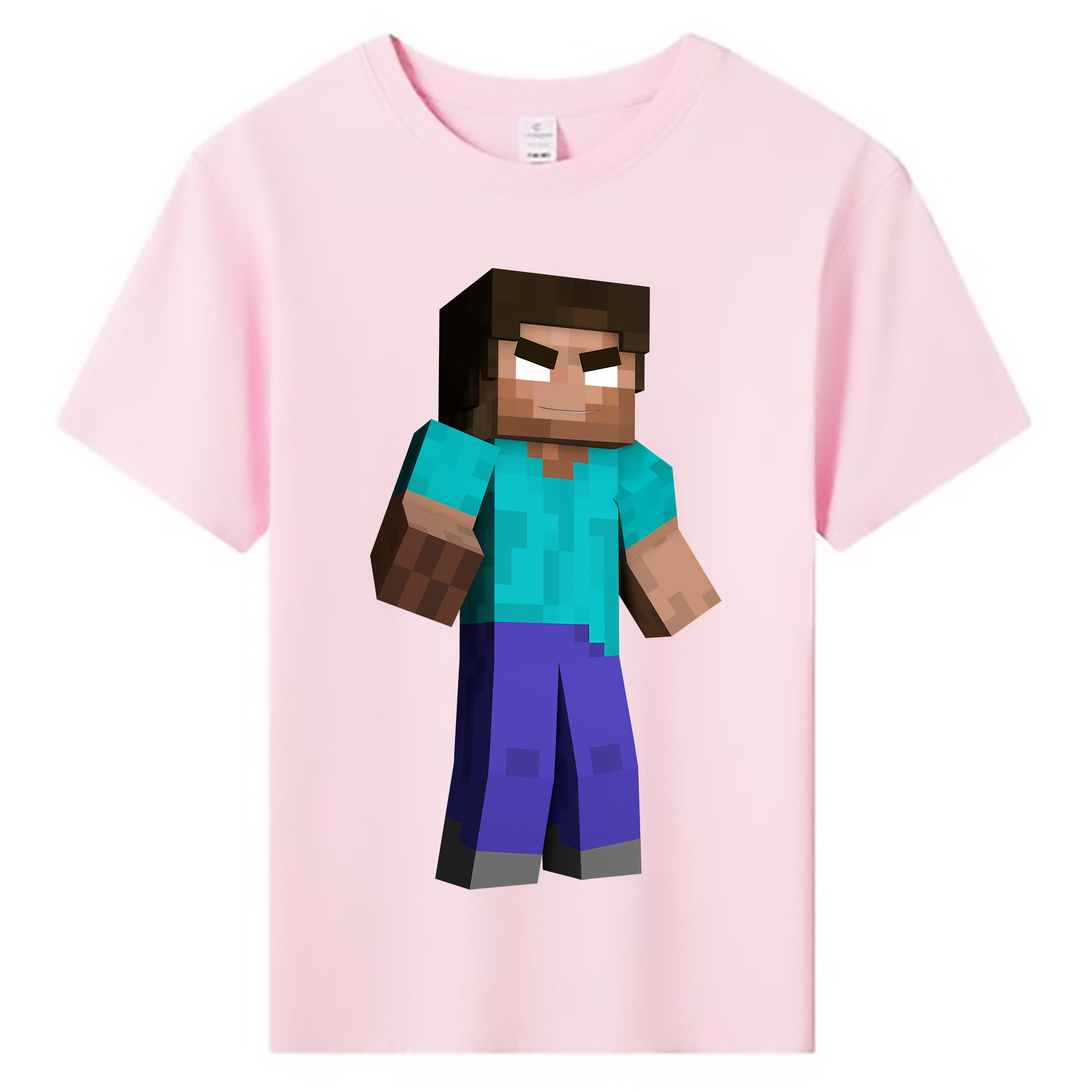 （画像用） マインクラフト ブロックの世界 Minecraft MC Block world 綿100％キッズTシャツ（フロントプリント）