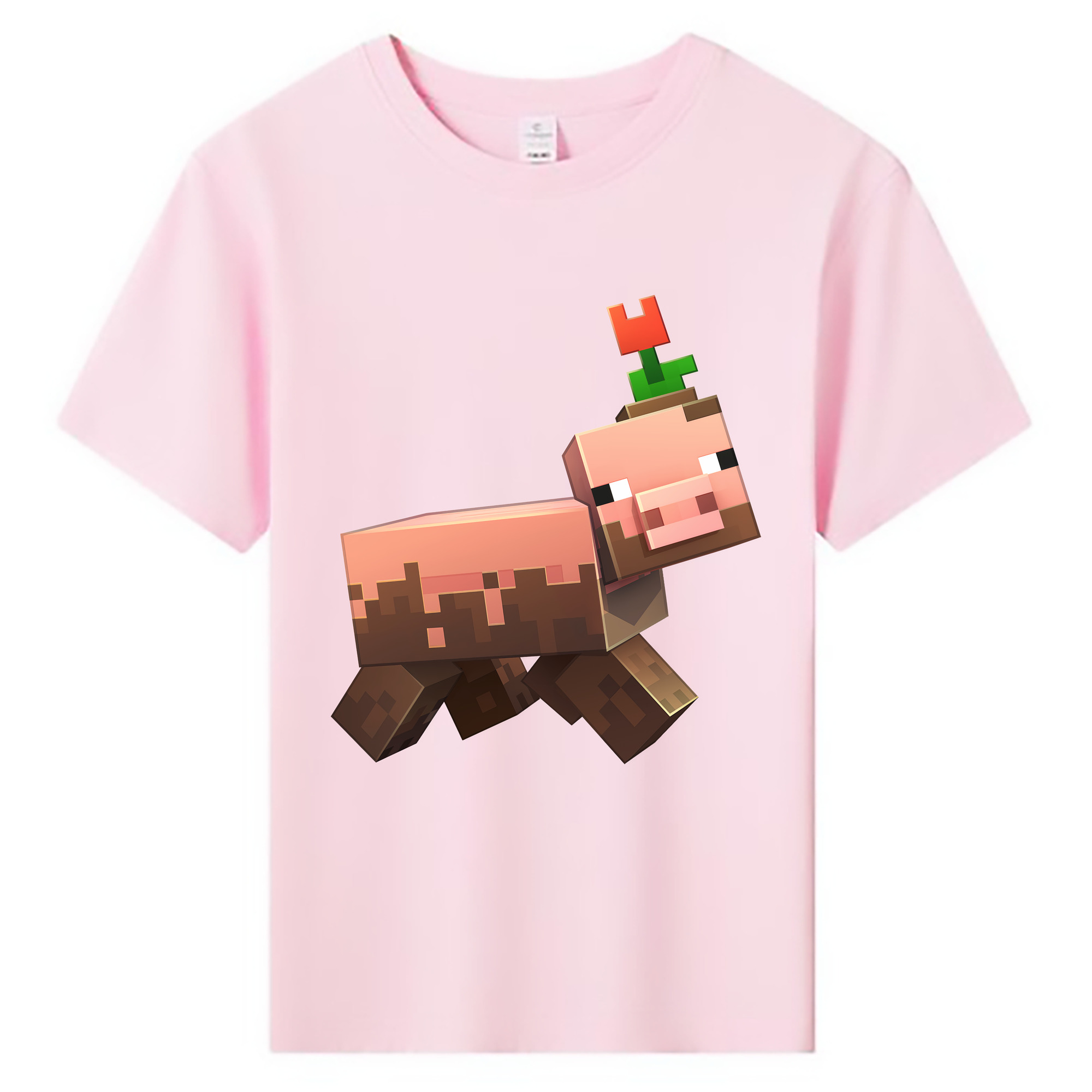 （画像用） マインクラフト ブロックの世界 Minecraft MC Block world 綿100％キッズTシャツ（フロントプリント）