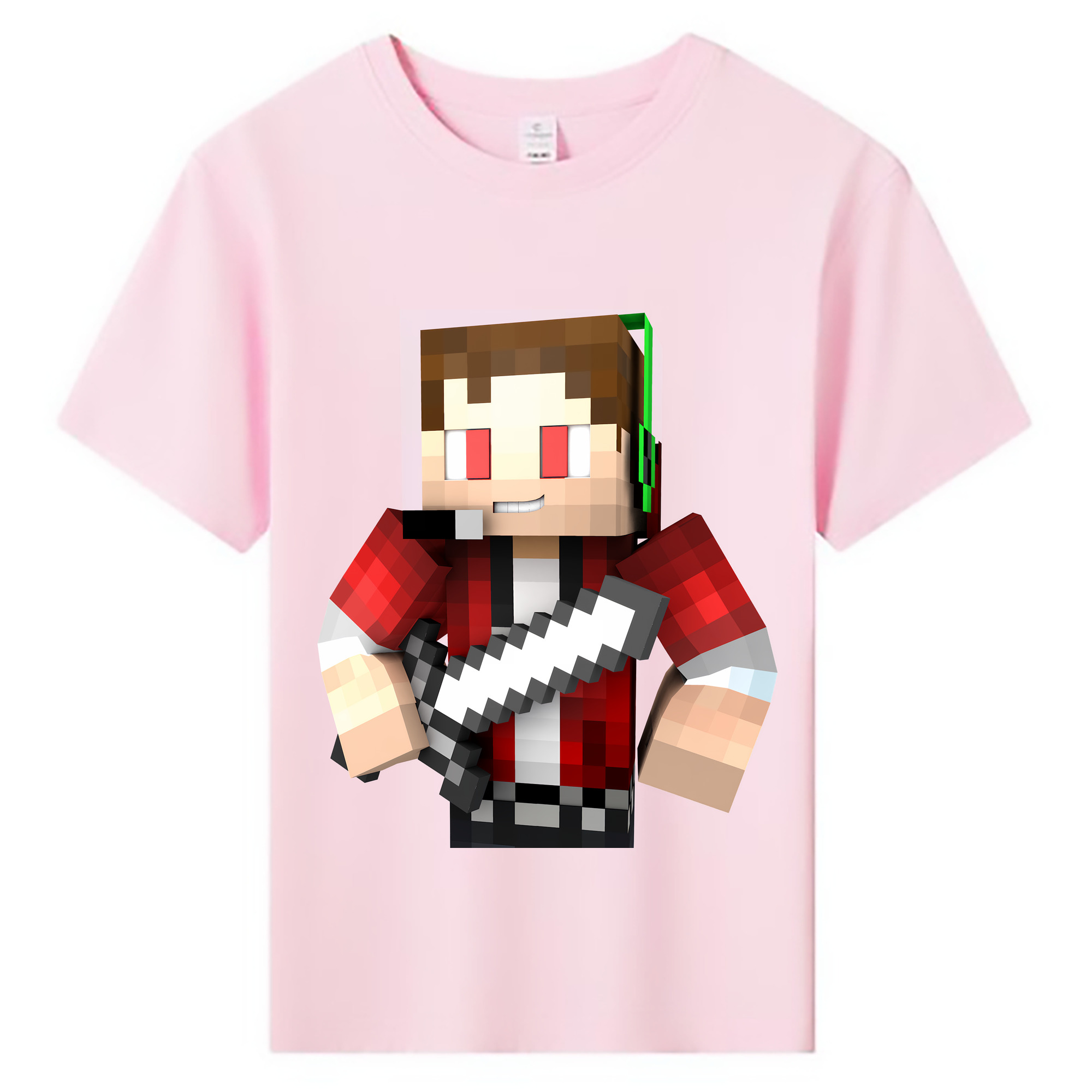 （画像用） マインクラフト ブロックの世界 Minecraft MC Block world 綿100％キッズTシャツ（フロントプリント）