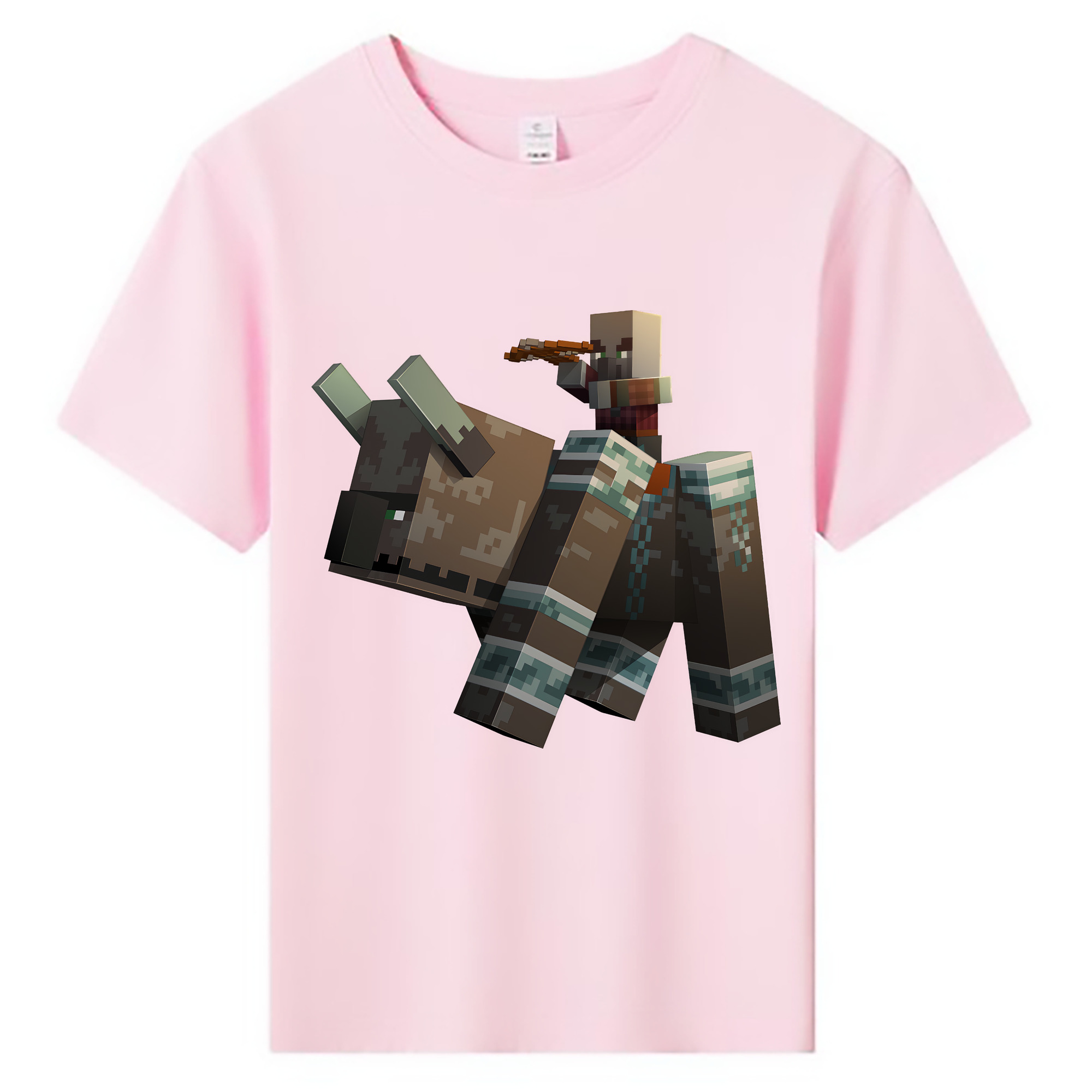 （画像用） マインクラフト ブロックの世界 Minecraft MC Block world 綿100％キッズTシャツ（フロントプリント）