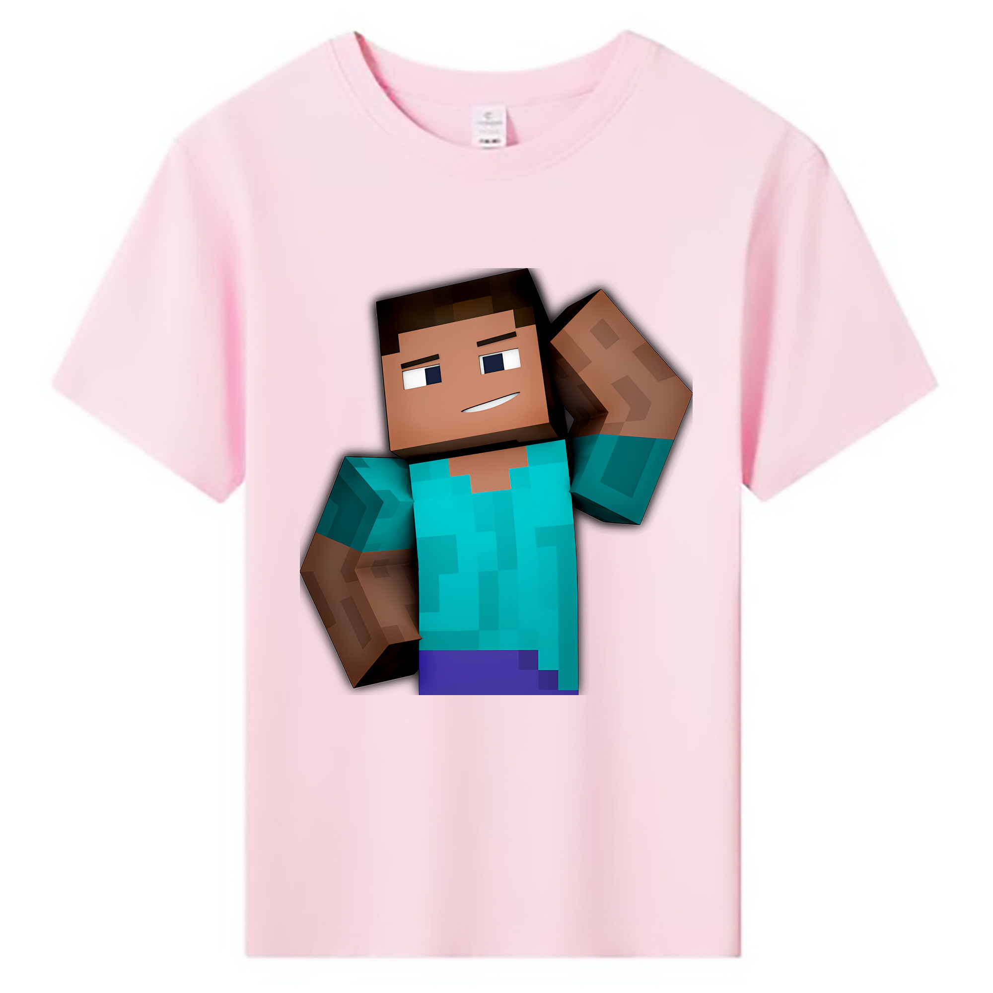 （画像用） マインクラフト ブロックの世界 Minecraft MC Block world 綿100％キッズTシャツ（フロントプリント）