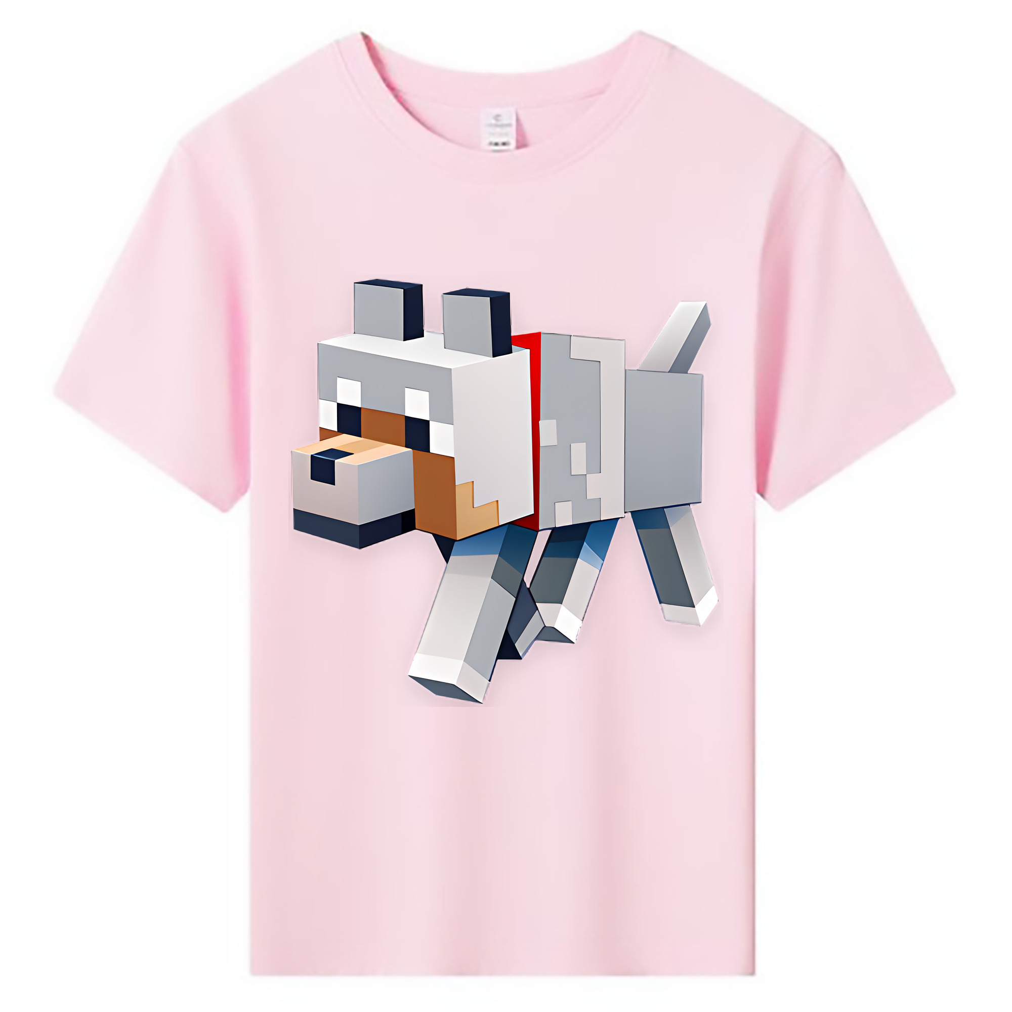 （画像用） マインクラフト ブロックの世界 Minecraft MC Block world 綿100％キッズTシャツ（フロントプリント）
