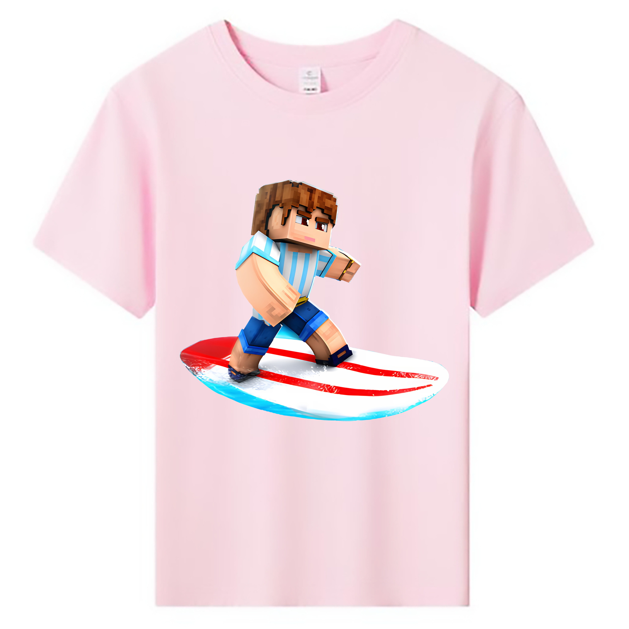 （画像用） マインクラフト ブロックの世界 Minecraft MC Block world 綿100％キッズTシャツ（フロントプリント）