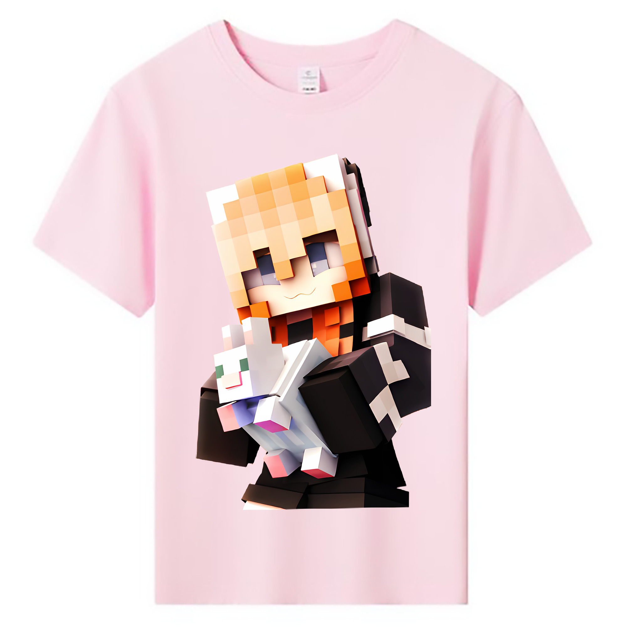 （画像用） マインクラフト ブロックの世界 Minecraft MC Block world 綿100％キッズTシャツ（フロントプリント）
