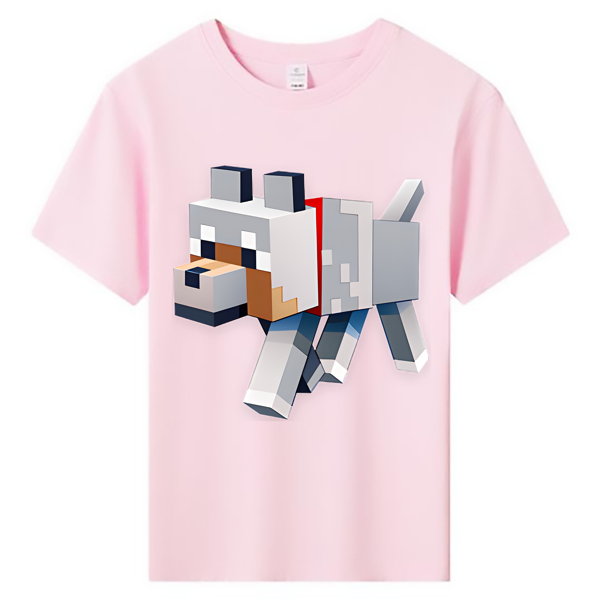 （画像用） マインクラフト ブロックの世界 Minecraft MC Block world 綿100％キッズTシャツ（フロントプリント）
