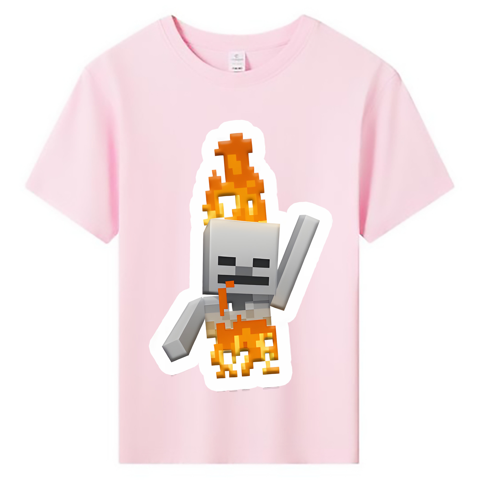 （画像用） マインクラフト ブロックの世界 Minecraft MC Block world 綿100％キッズTシャツ（フロントプリント）