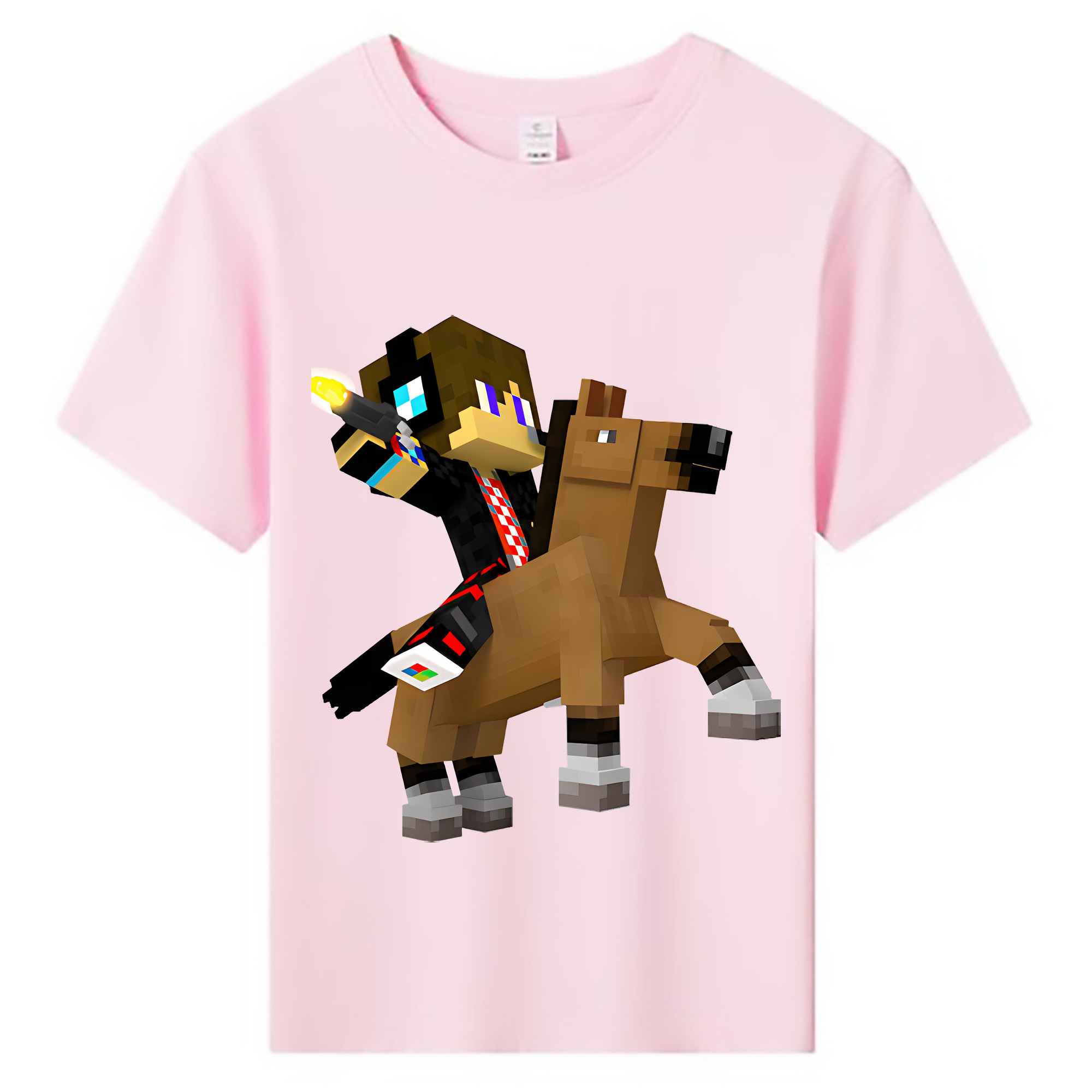 （画像用） マインクラフト ブロックの世界 Minecraft MC Block world 綿100％キッズTシャツ（フロントプリント）