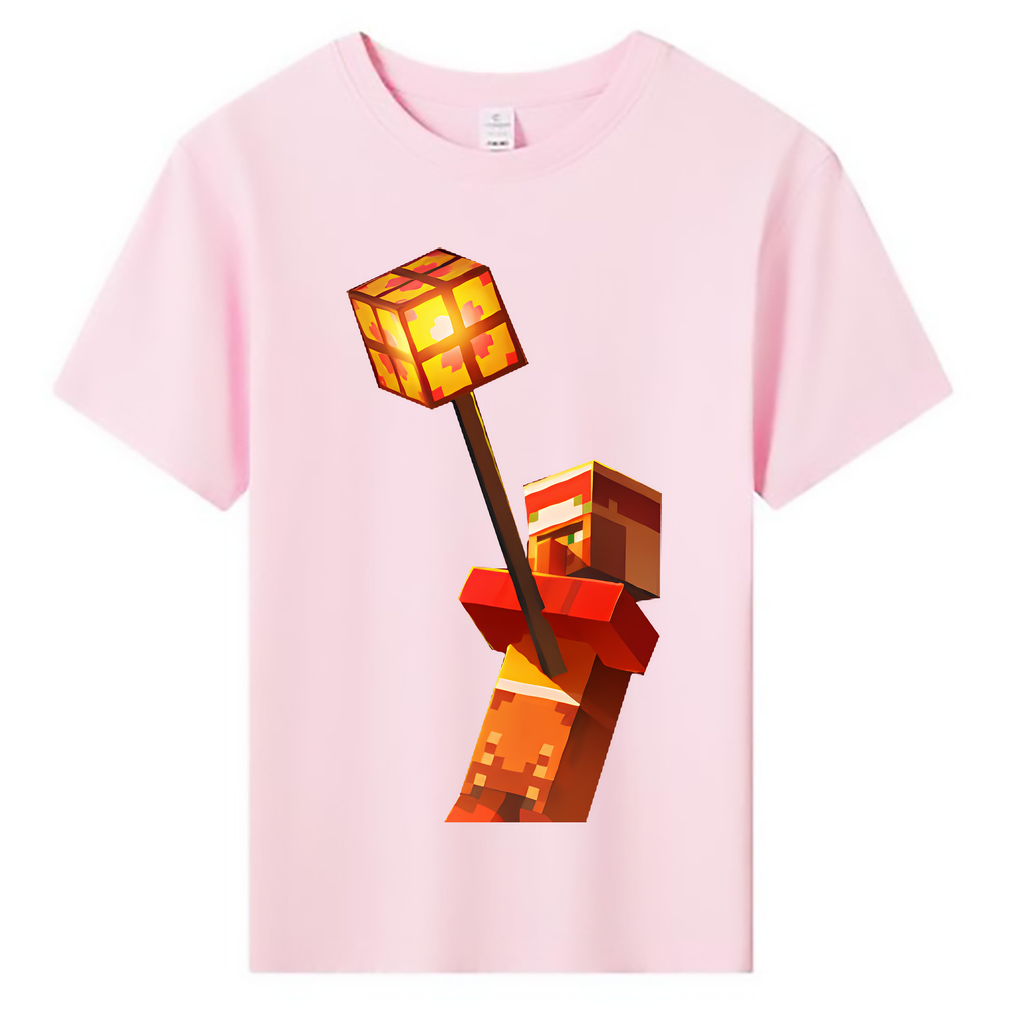 （画像用） マインクラフト ブロックの世界 Minecraft MC Block world 綿100％キッズTシャツ（フロントプリント）